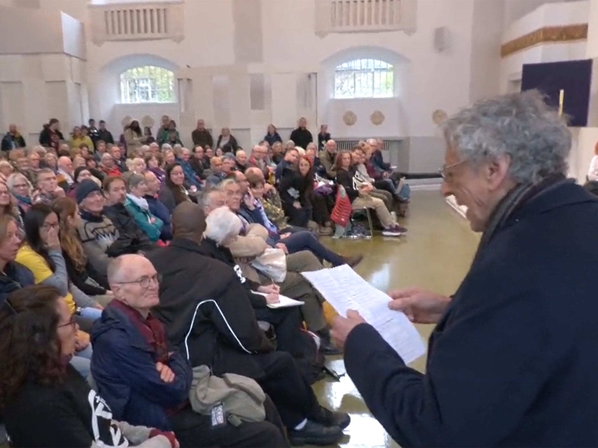 Corbyn addresses the crowd in Waterloo