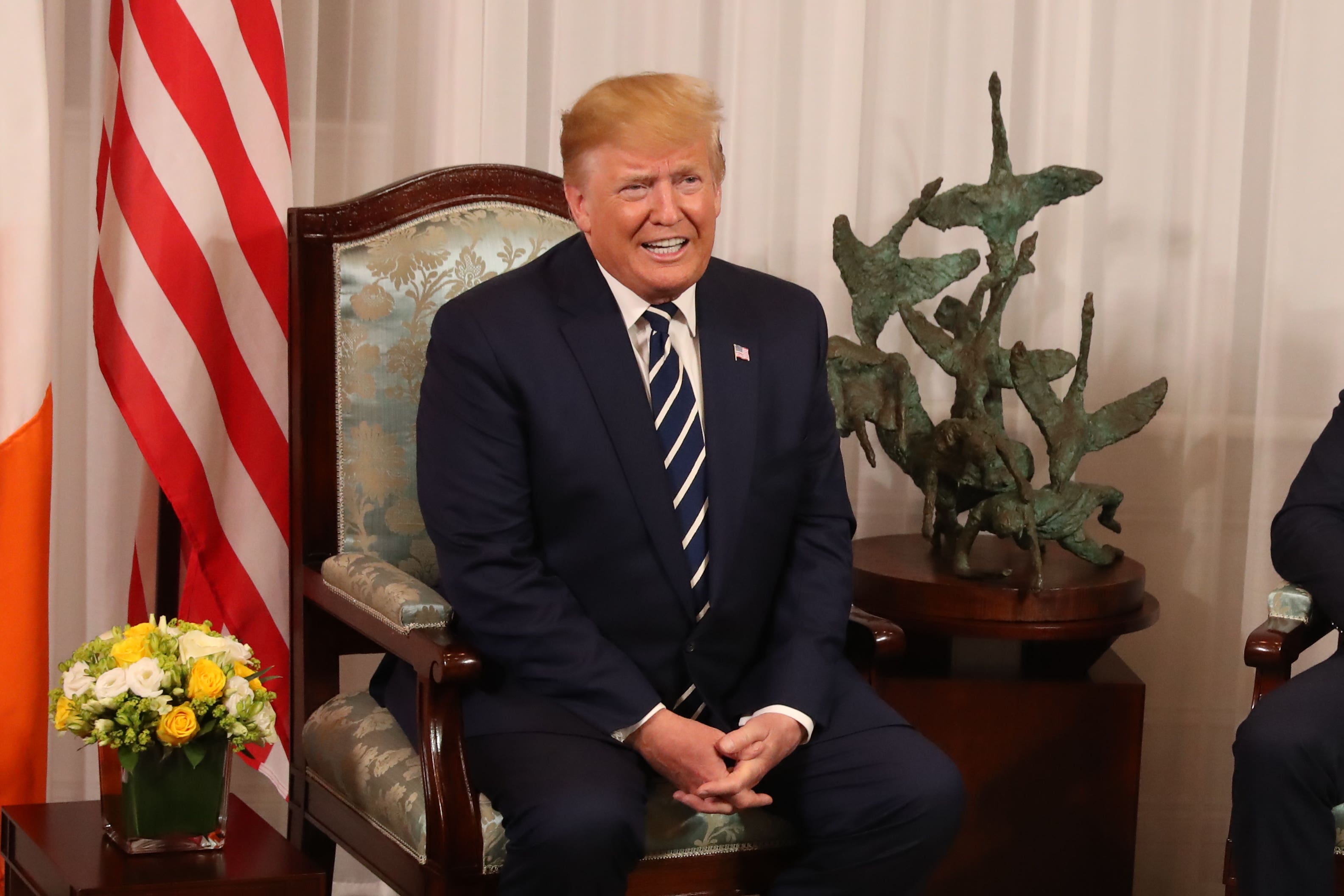 Donald Trump during a bilateral meeting meeting with Taoiseach Leo Varadkar at Shannon Airport on his last visit to Ireland