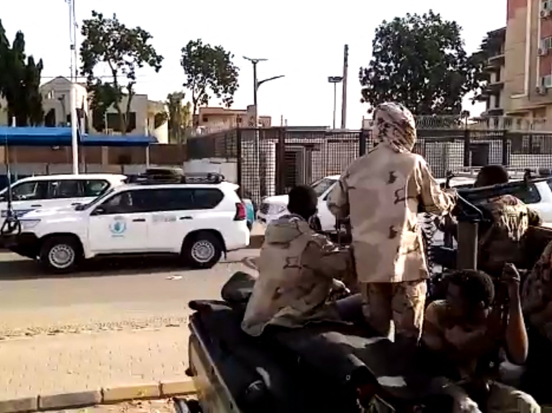 AFPTV video shows a convoy leaving Khartoum towards Port Sudan on Sunday as people flee the battle-torn Sudanese capital.