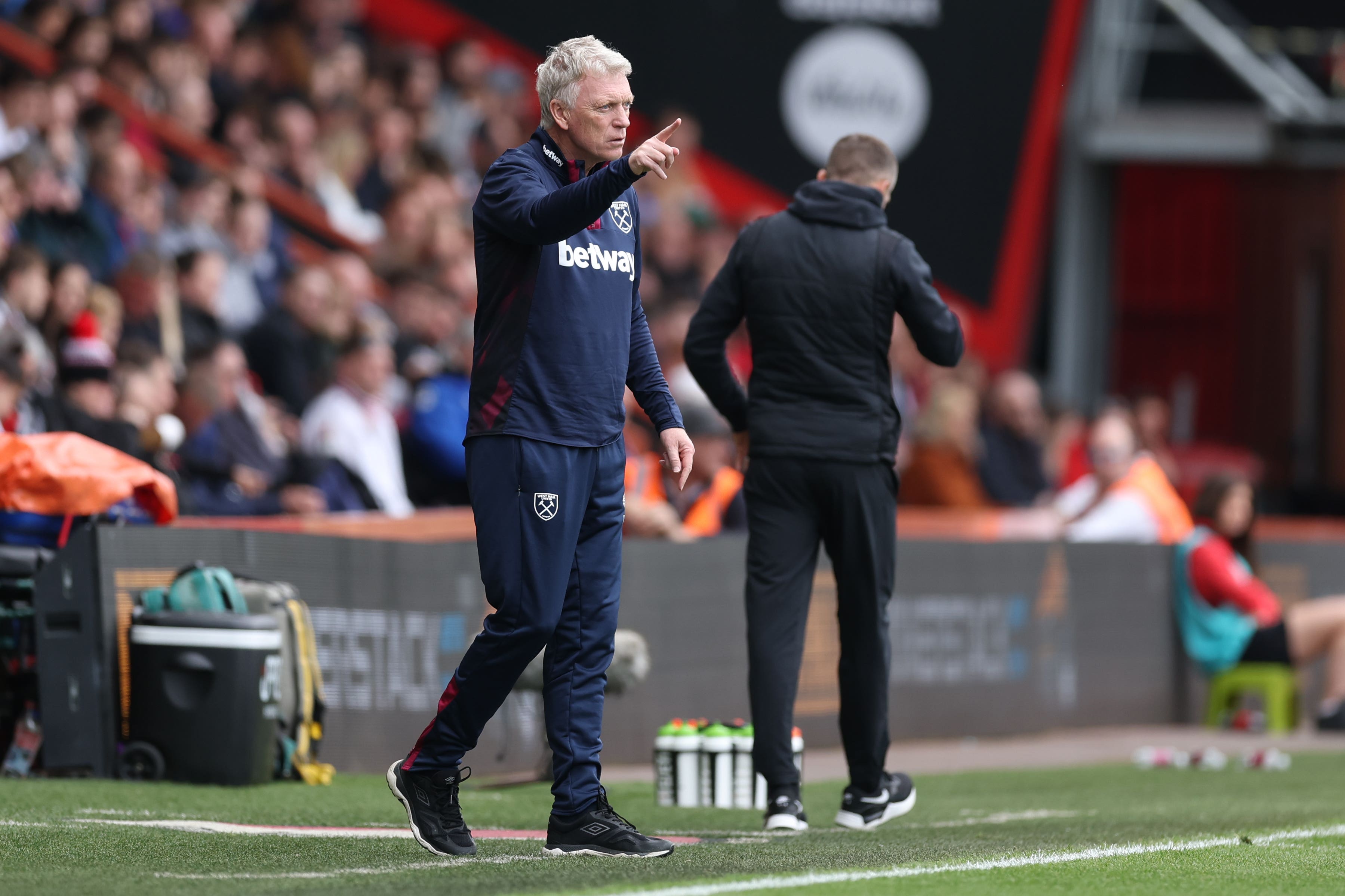 David Moyes watched West Ham thrash relegation rivals Bournemouth to boost their survival hopes (Steven Paston/PA)