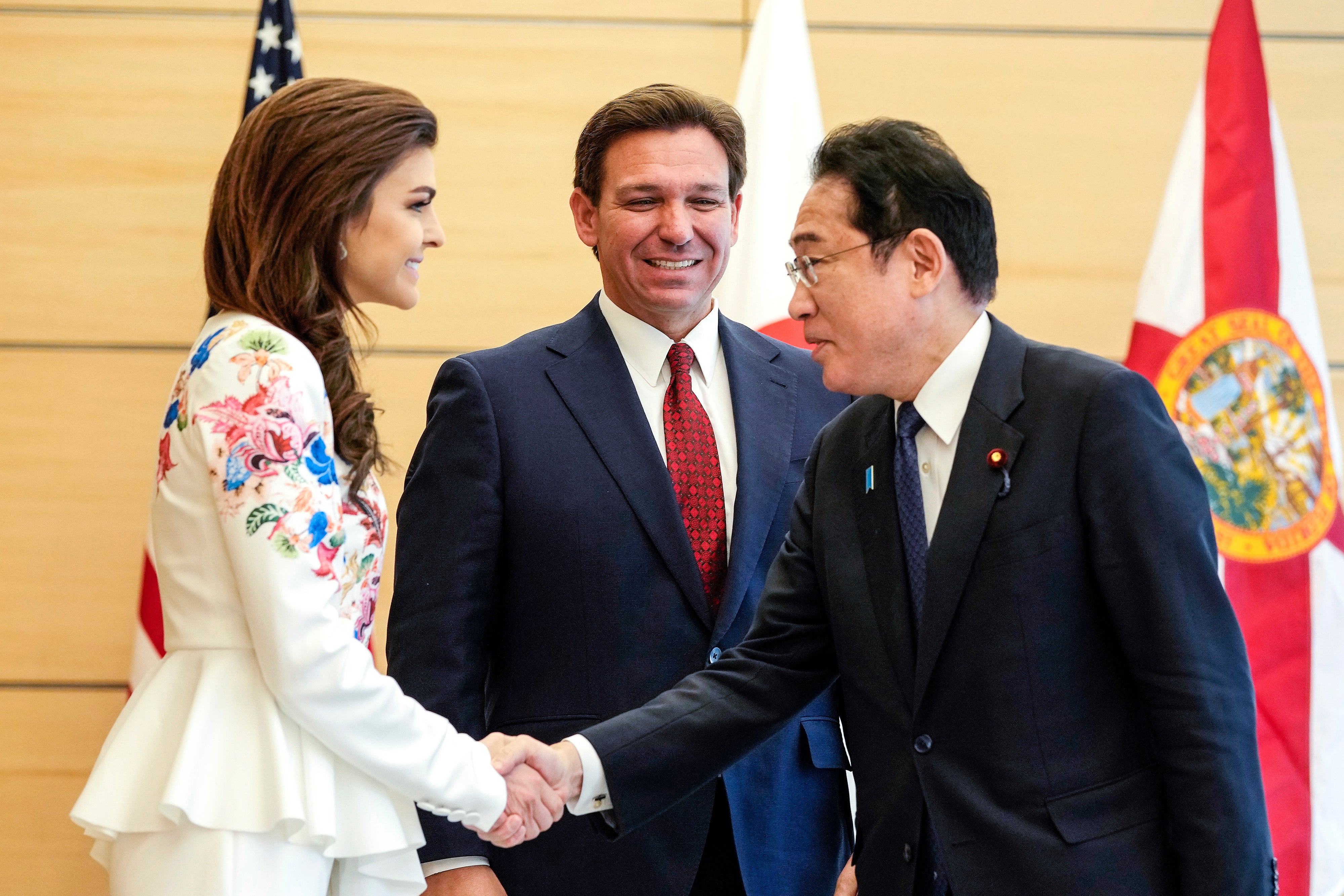 Casey and Ron DeSantis meet Japanese prime minister Fumio Kishida during their visit to Tokyo in April 2023