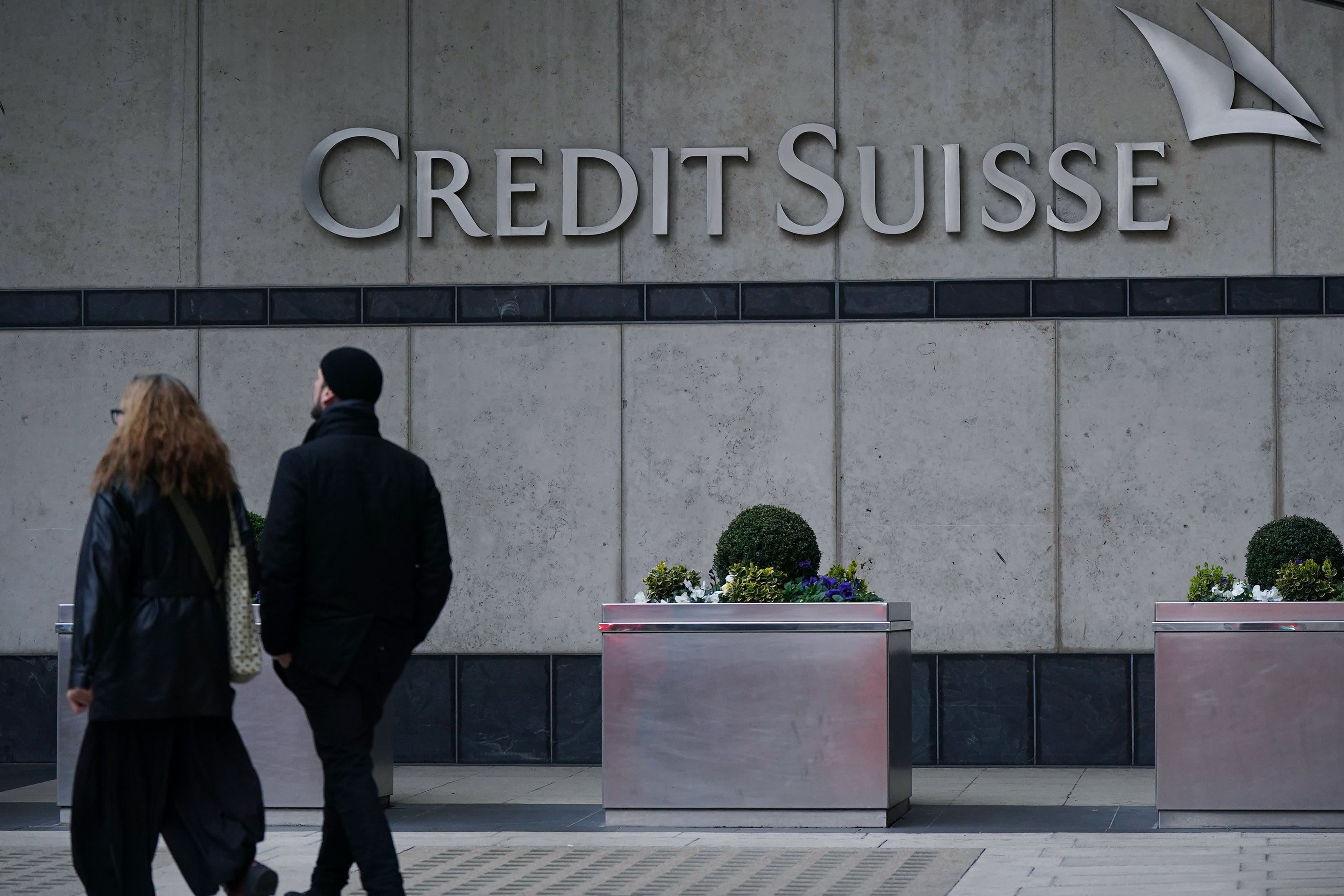 Credit Suisse has revealed it saw 61bn Swiss francs (£55bn) leave the bank in the first three months of the year as customers rushed to withdraw cash prior to its collapse (Yui Mok/PA)