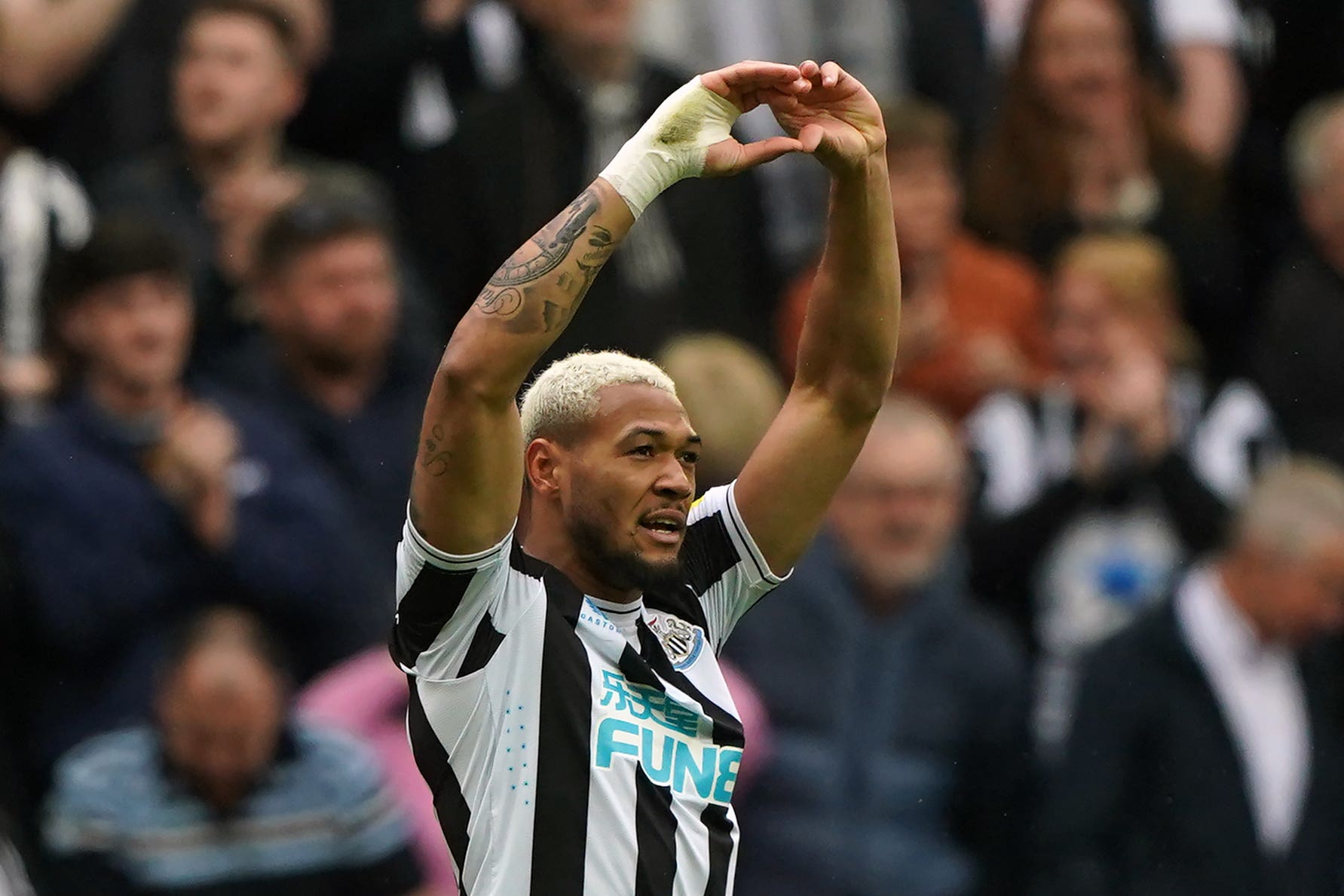 Joelinton celebrates scoring against Tottenham (Owen Humphreys/PA).