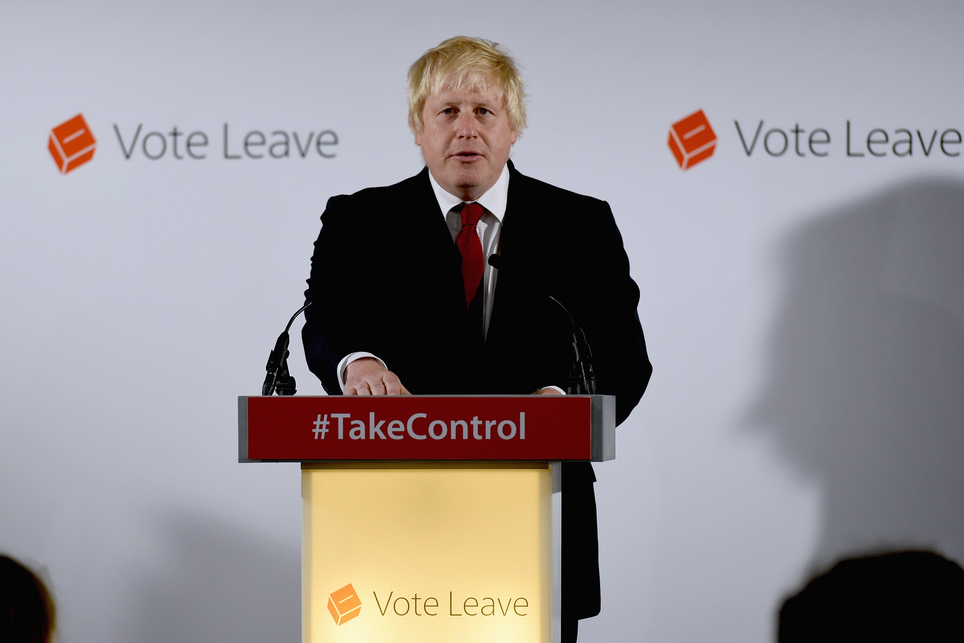 Johnson addresses a press conference at Vote Leave HQ after win