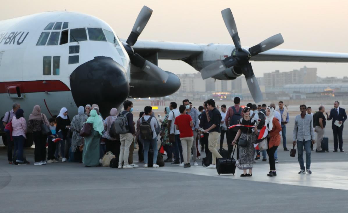 Egyptian evacuees from Sudan arriving in Cairo