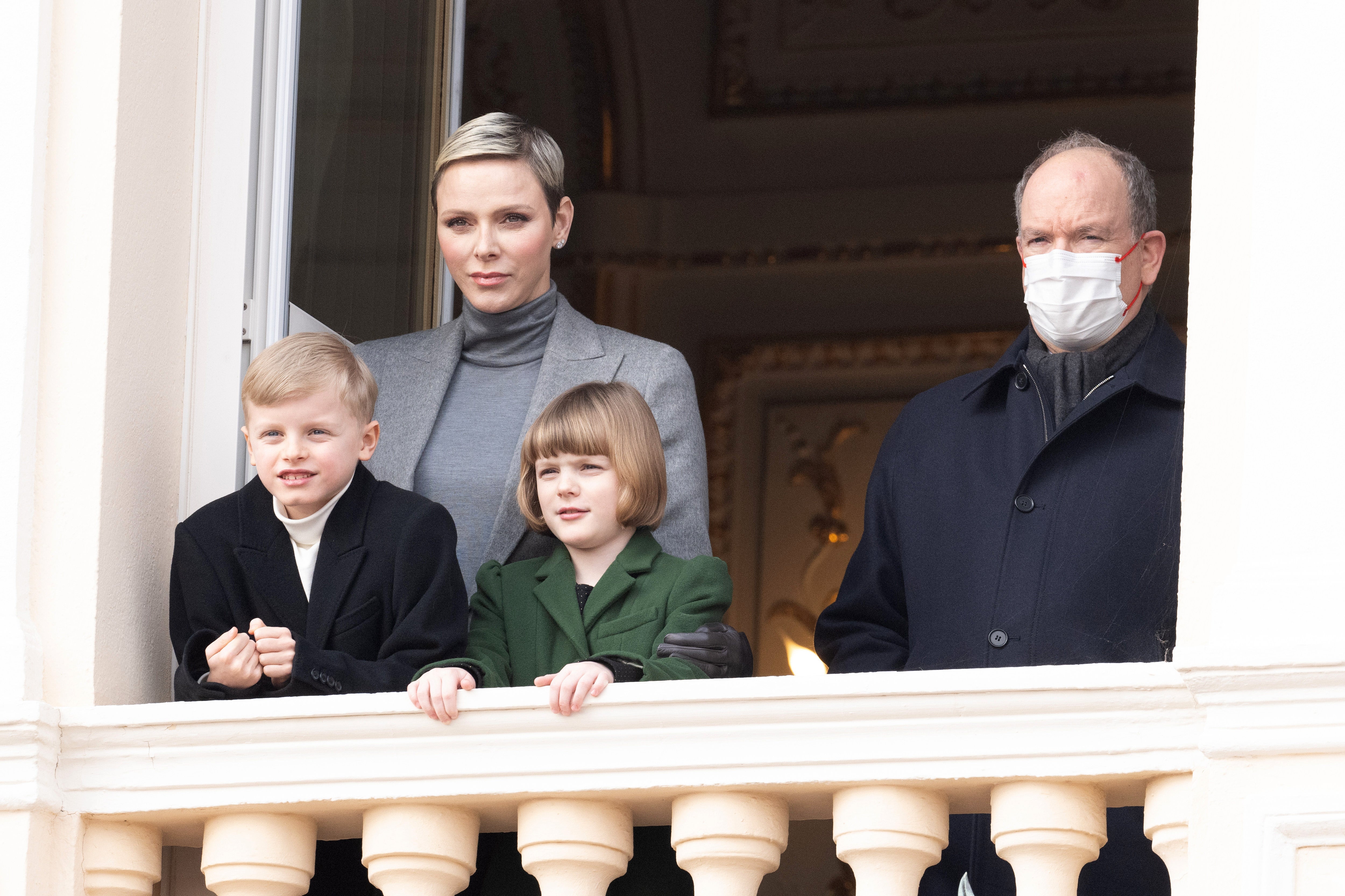 Princess Charlene, Prince Albert II, Prince Jacques and Princess Gabriella attend Ceremony of the Sainte-Devote on 27 January 2023