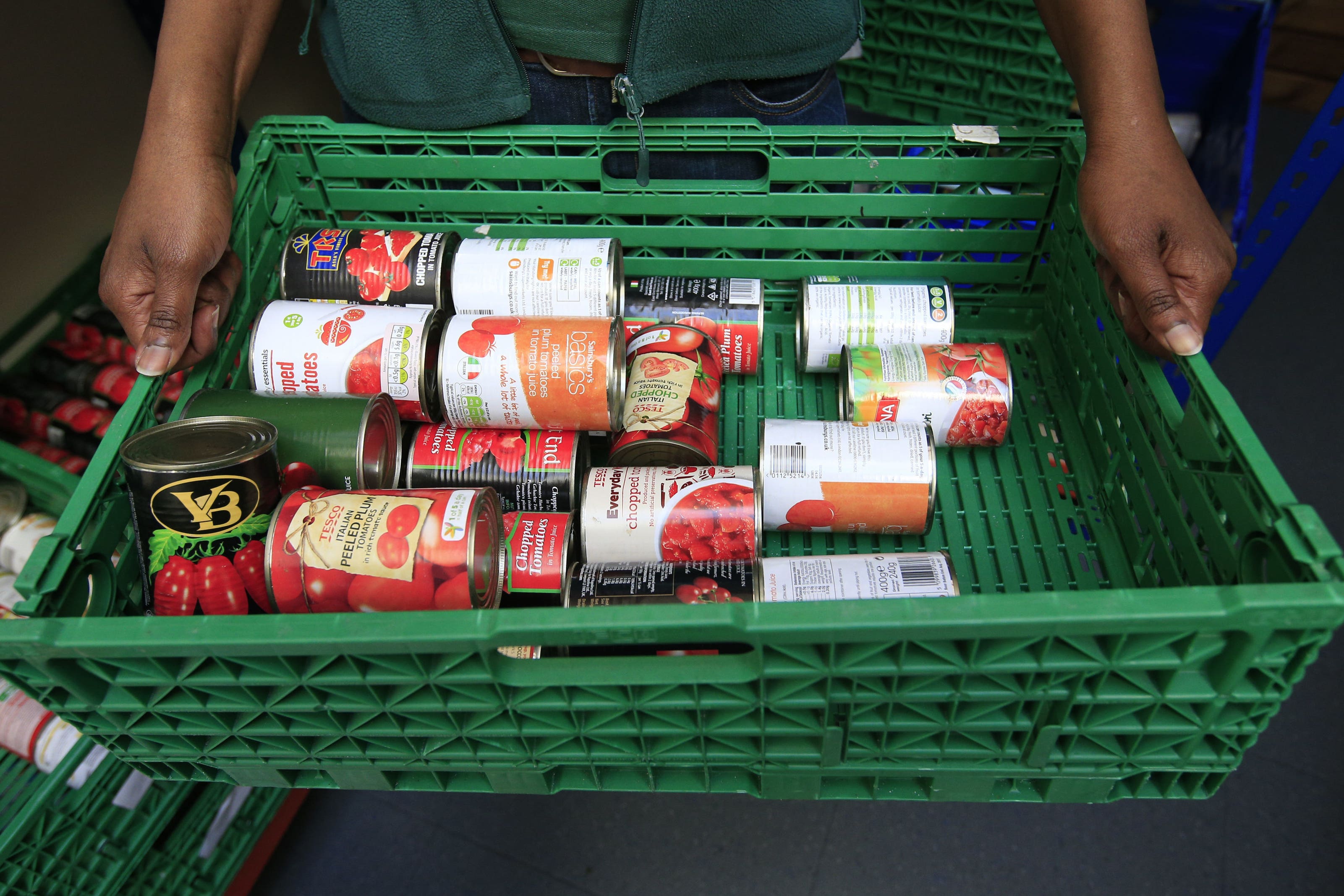 Stocks of food at a food bank (Jonathan Brady/PA)