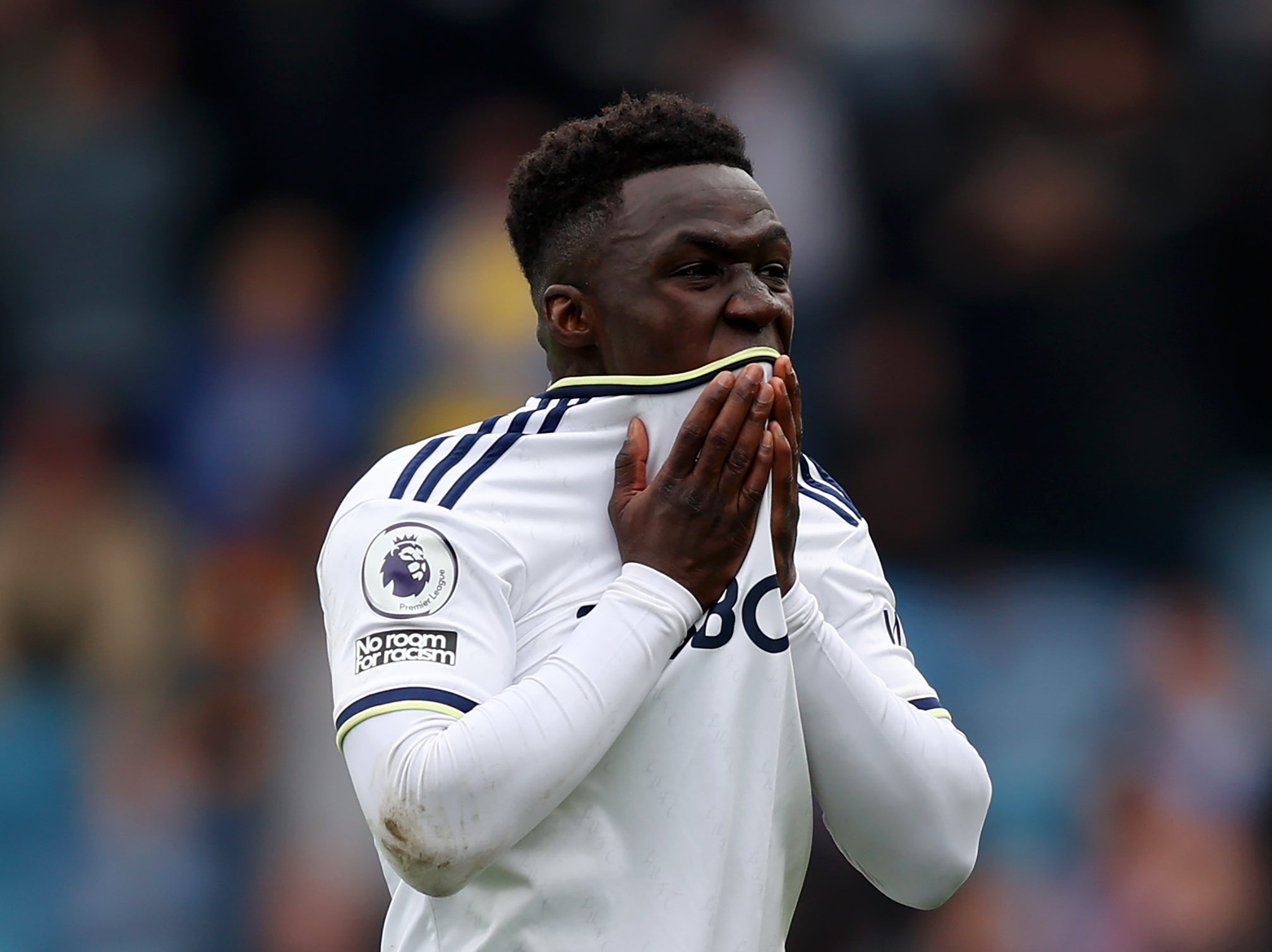 Wilfried Gnonto of Leeds United looks dejected against Crystal Palace