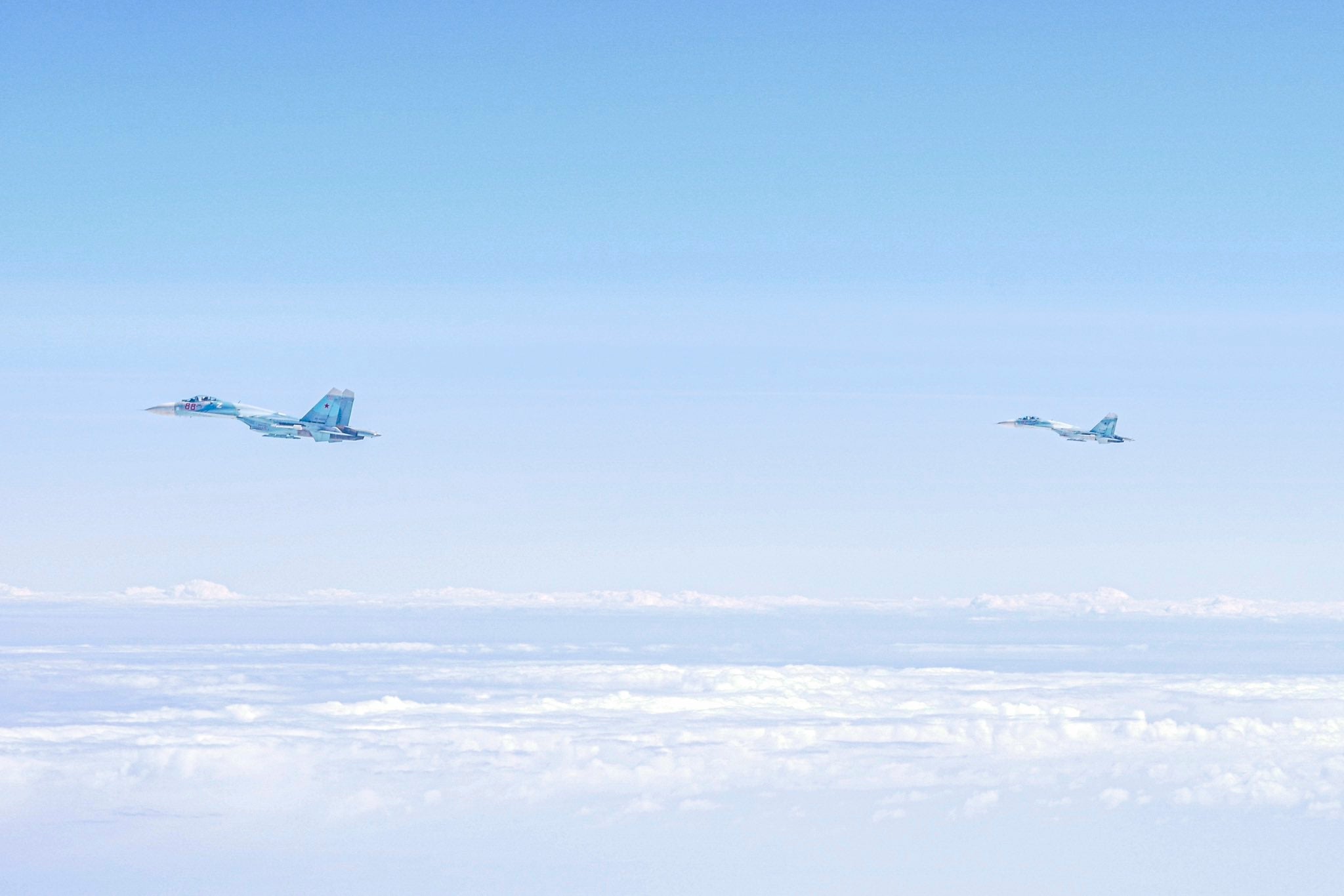 Germany and Britain sent Eurofighter jets to identify the two Sukhoi Su-27 fighter aircraft