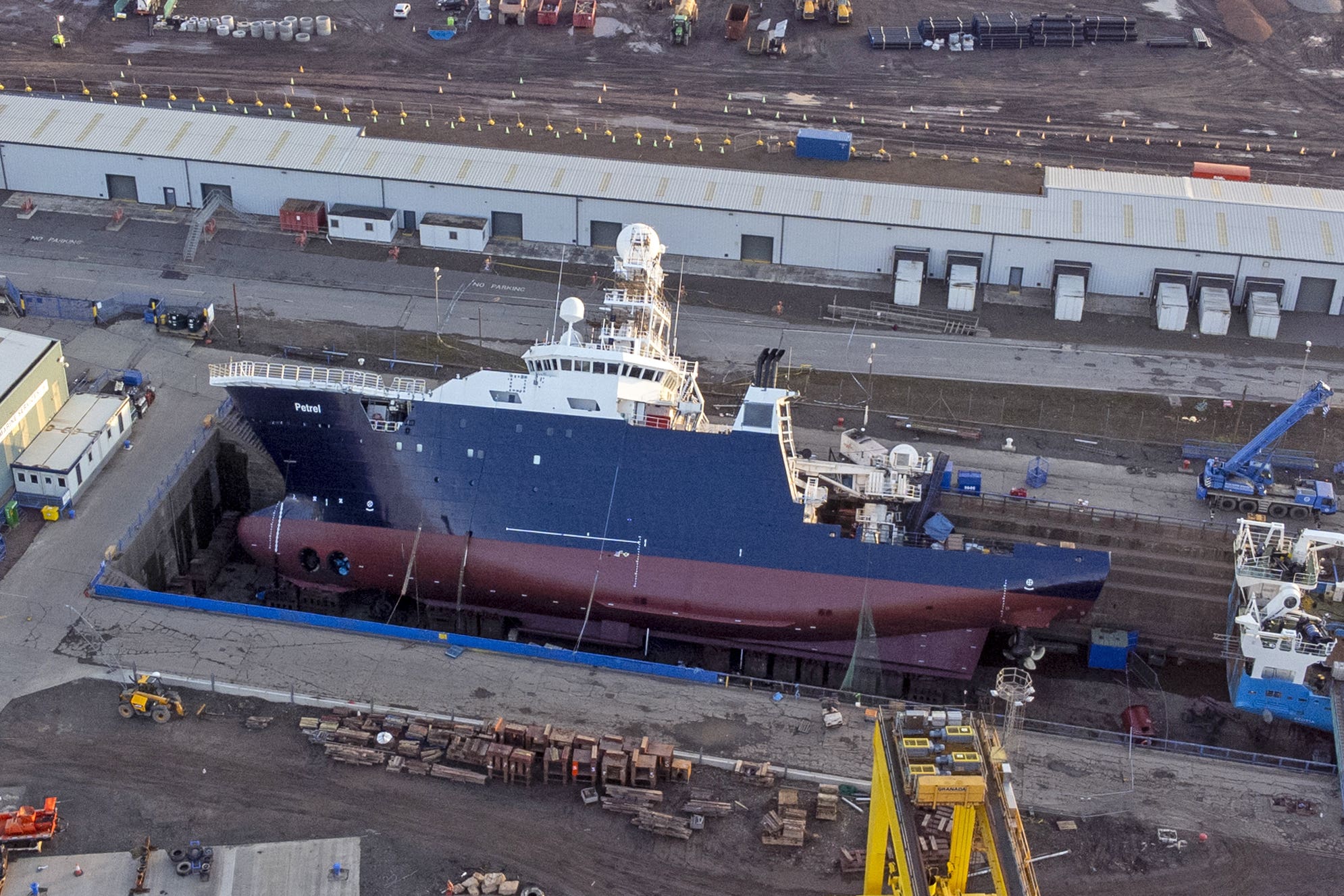 Petrel at Imperial Dock in Leith, Edinburgh after tipping over (Jane Barlow/PA)