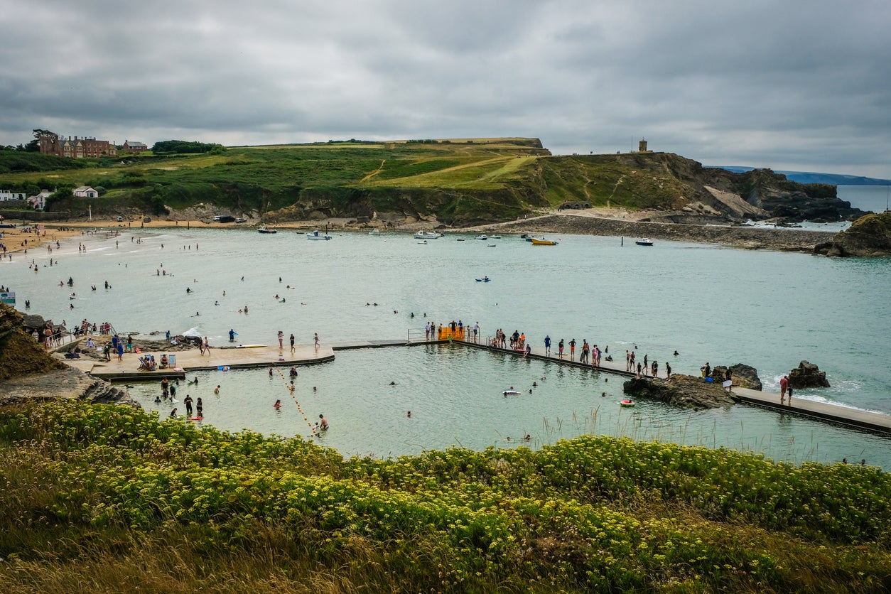 A view over Summerleaze Beach and Bude Sea Pool