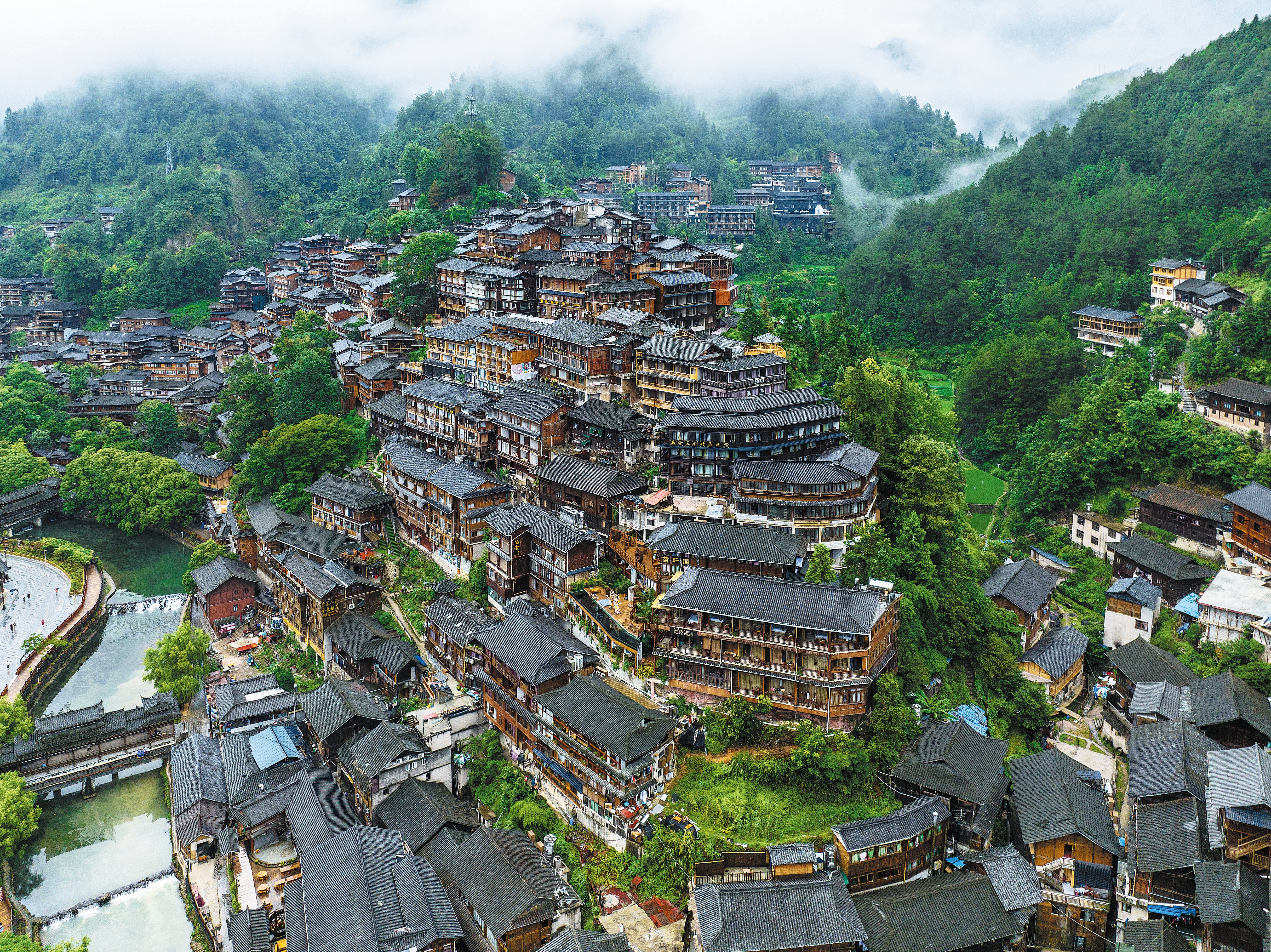 Xijiang Qianhu Miao village in Guizhou province is a popular destination among visitors