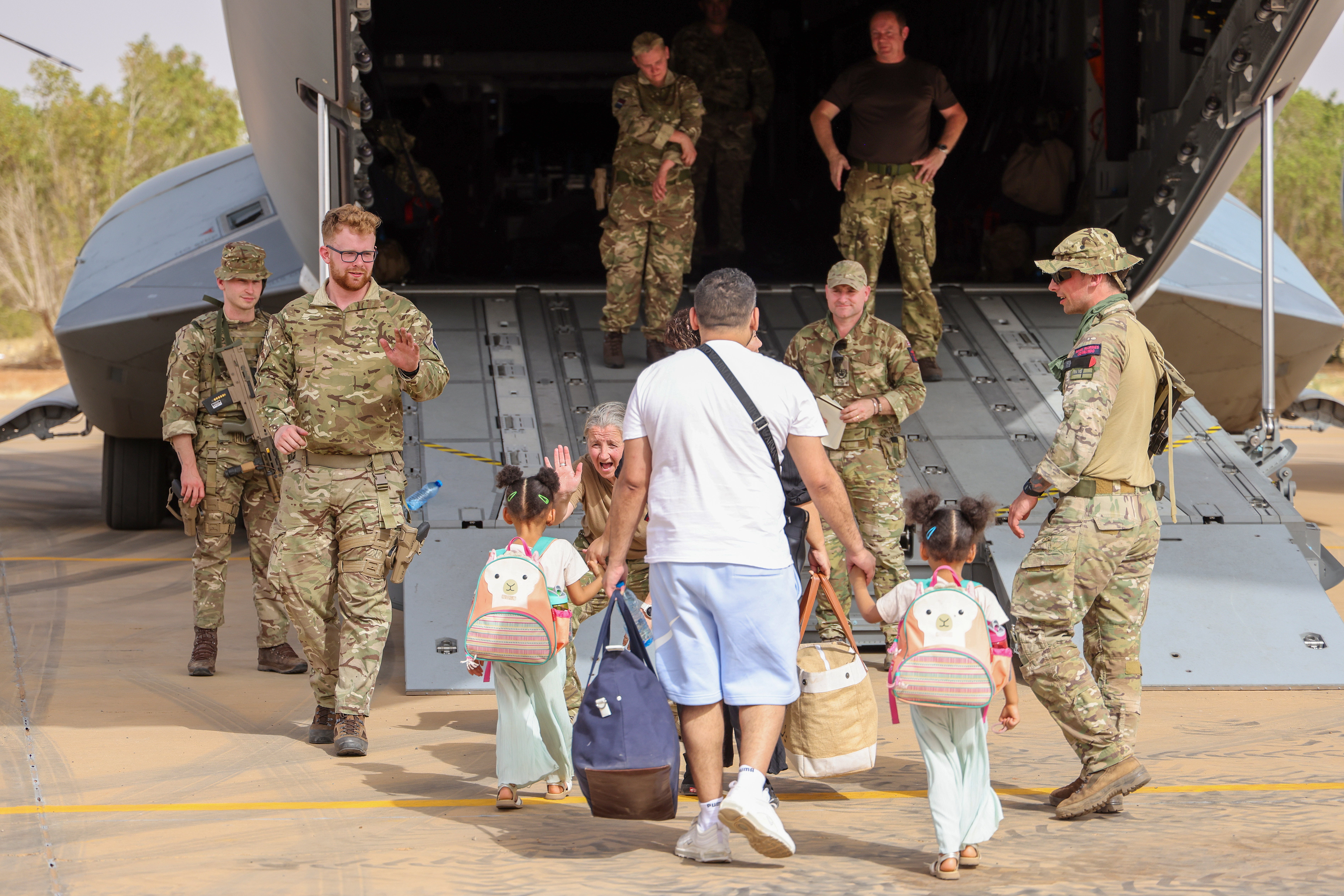 British nationals being evacuated from Sudan by UK military personnel, which comes days after other countries started evacuating their citizens