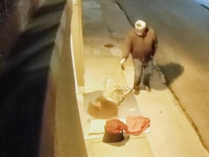 Surveillance video allegedly showing former San Francisco Fire Commissioner Don Carmignani attacking a homeless person with bear spray. His attorney denies it his Mr Carmignani