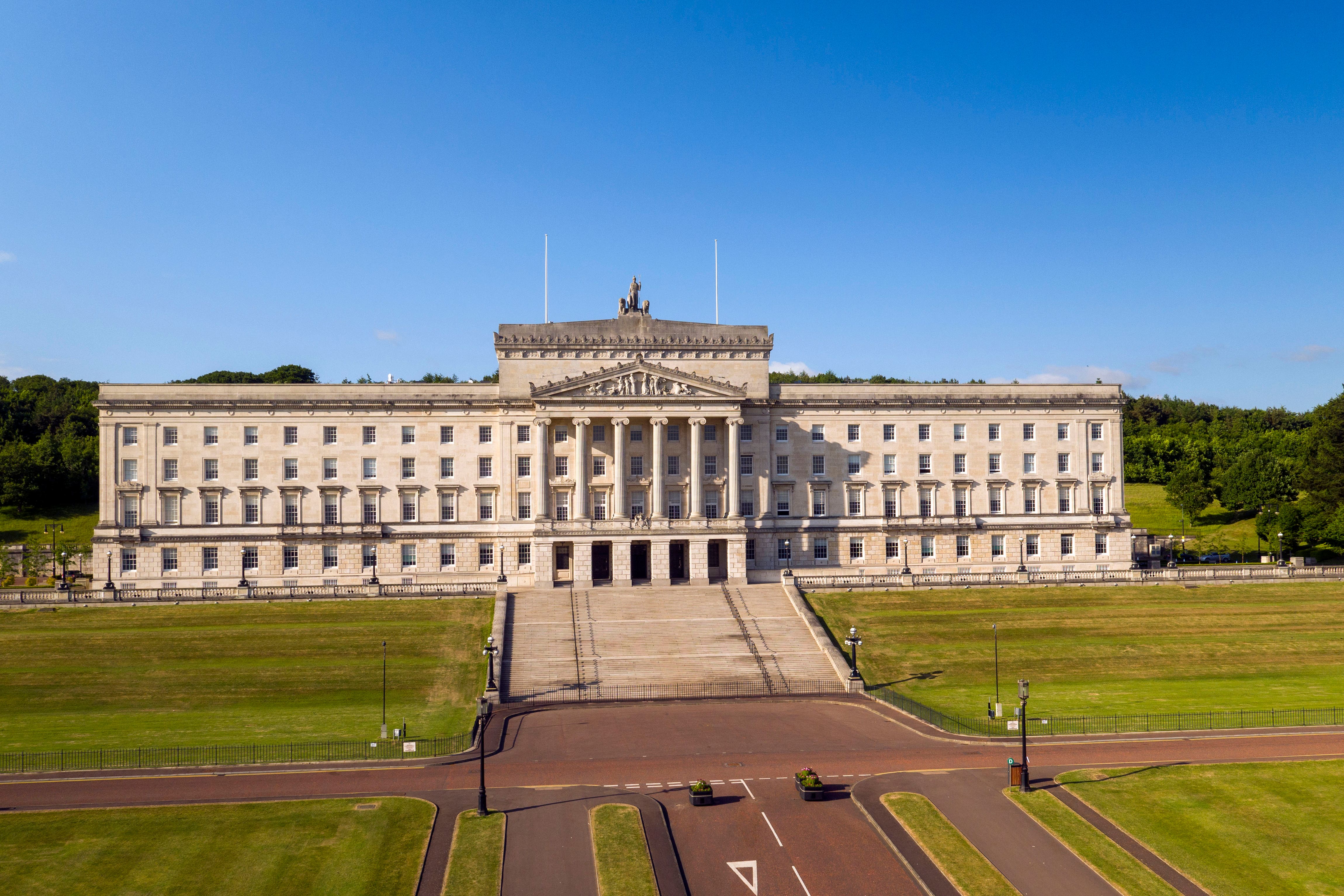 Aerial view of the Parliament Buildings at Stormont in Belfast.