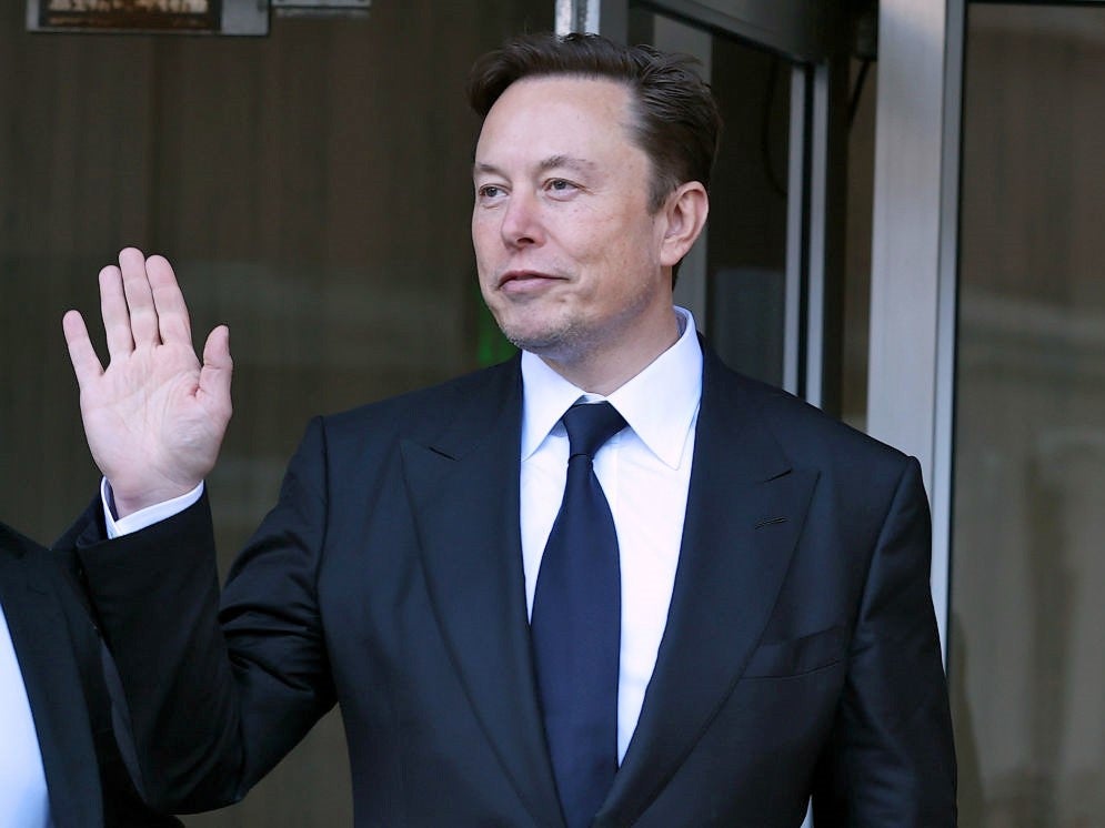 Tesla CEO Elon Musk leaves the Phillip Burton Federal Building on 24 January, 2023 in San Francisco, California