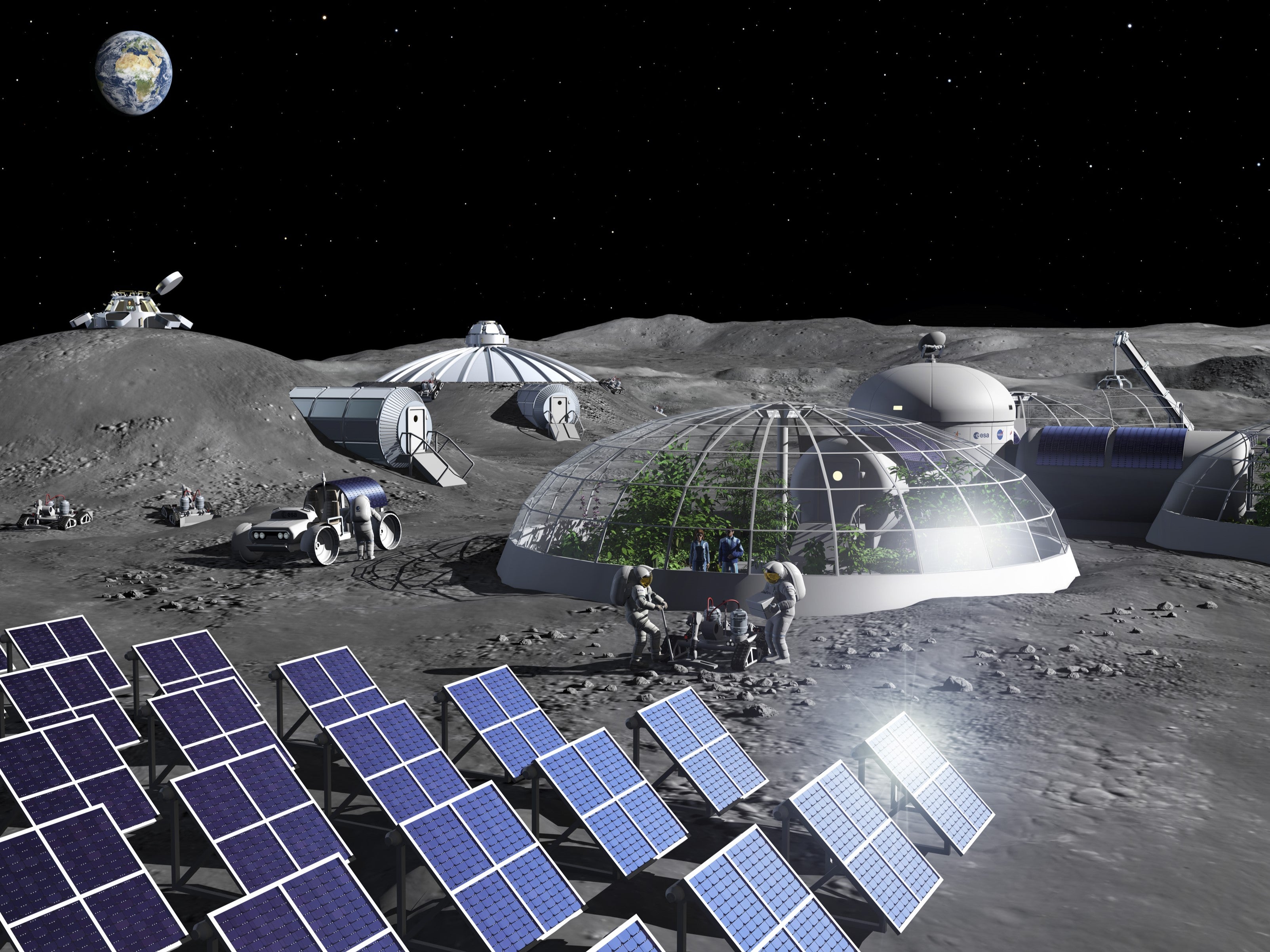 An artist impression of a moon base