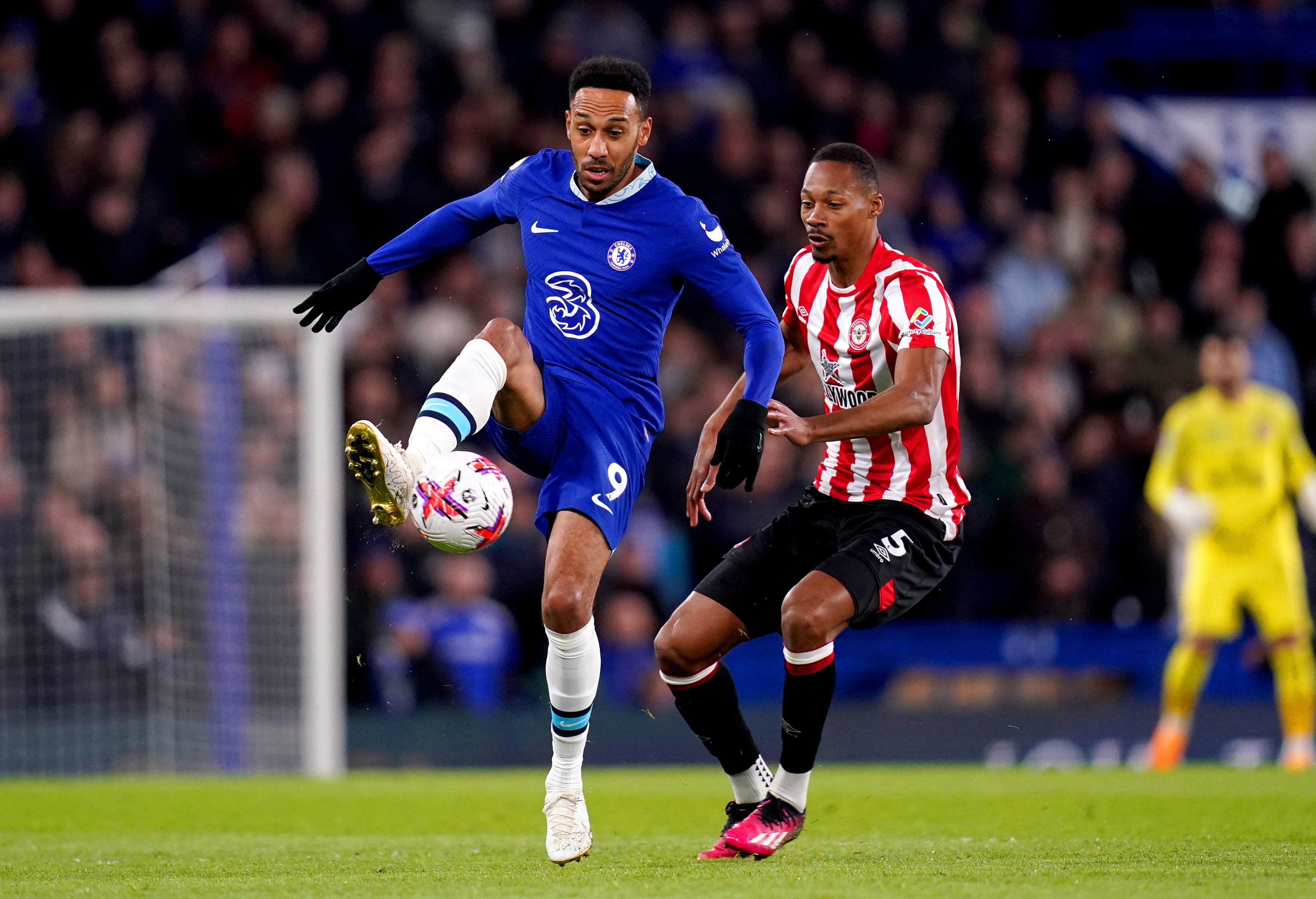 Pierre-Emerick Aubameyang in action against Brentford