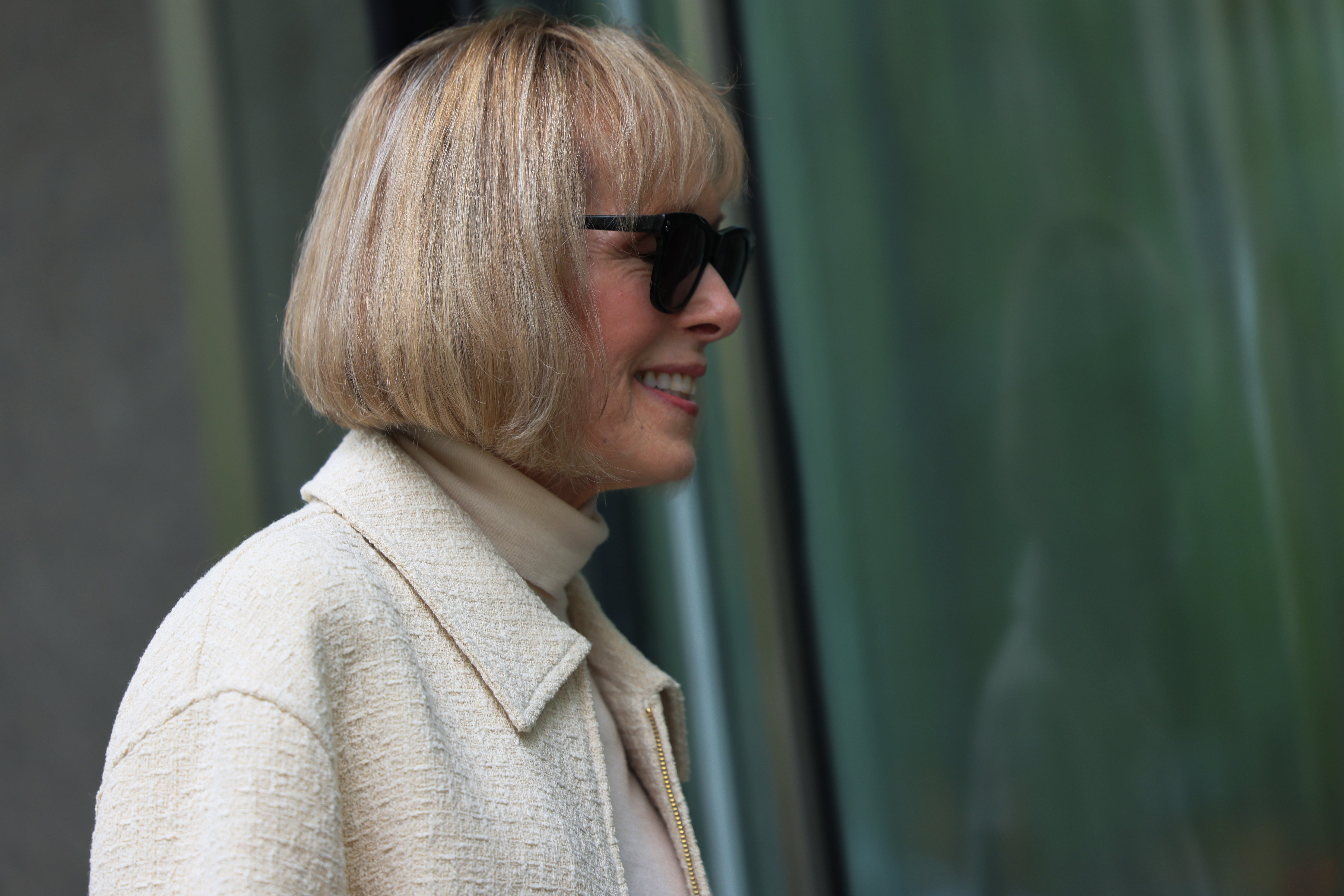 E Jean Carroll arrives for the third day of her civil trial against former President Donald Trump