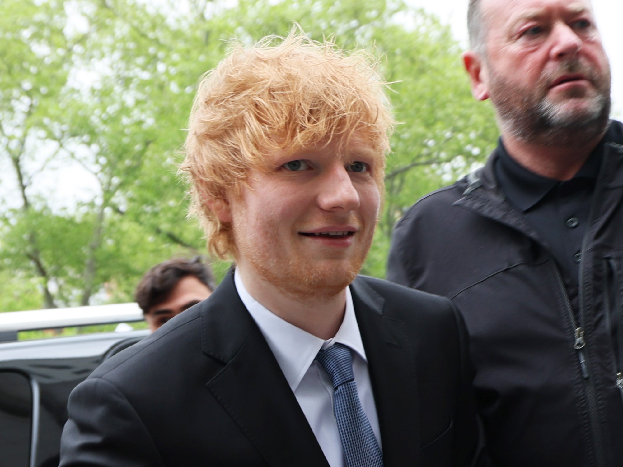 Ed Sheeran arrives for his copyright infringement trial at Manhattan Federal Court