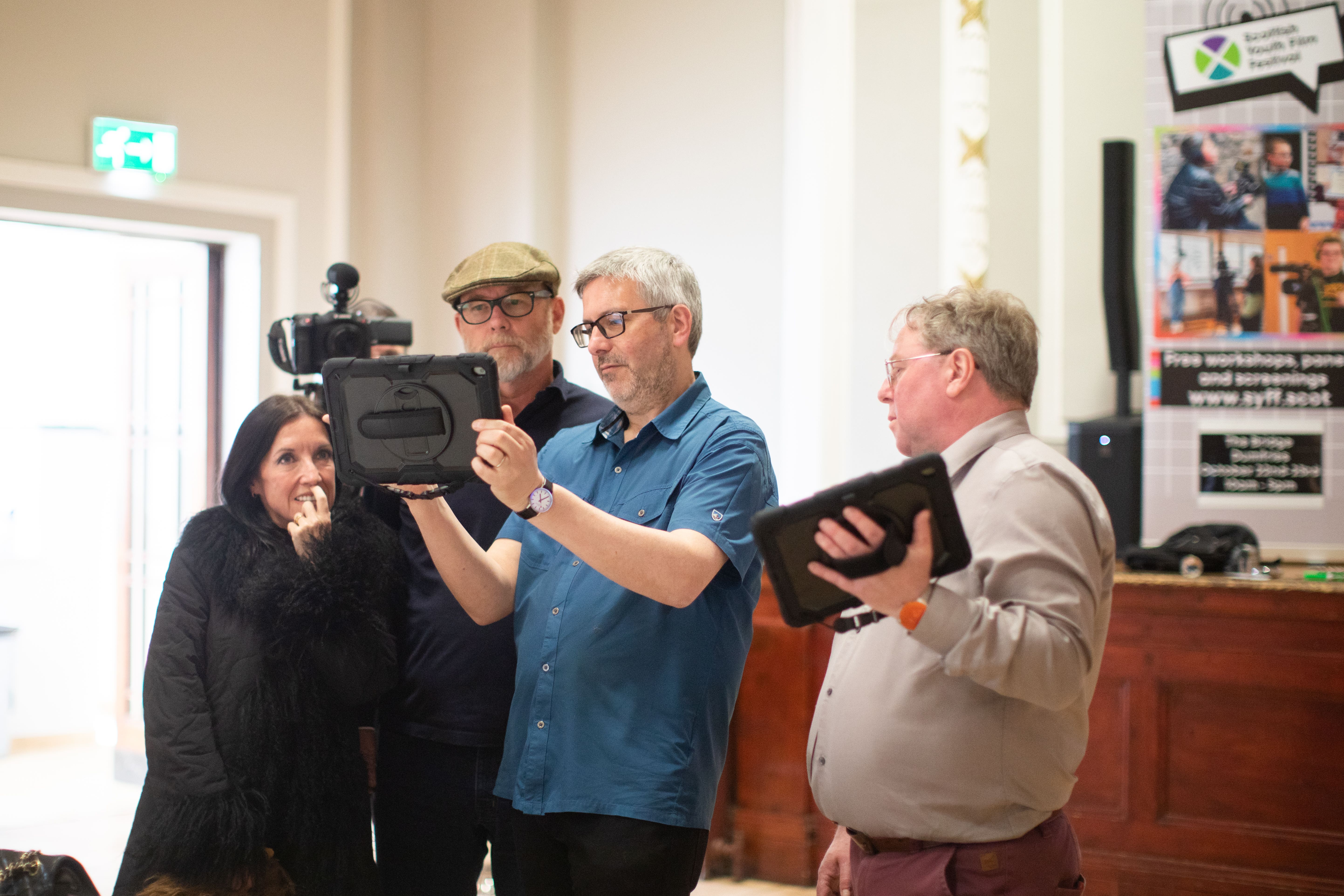 Sir Sean Connery’s son Jason, second left, with Scottish Youth Film Foundation officials (handout/PA)