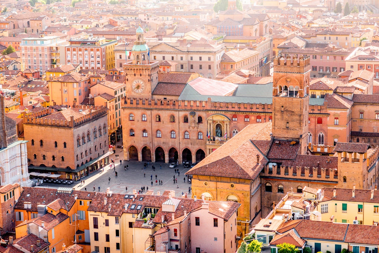 Bologna’s Piazza Maggiore sits at the centre of the city