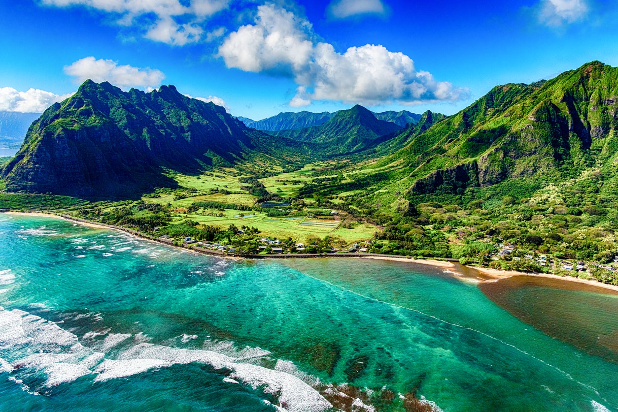 The coast of Oahu and Kualoa Ranch