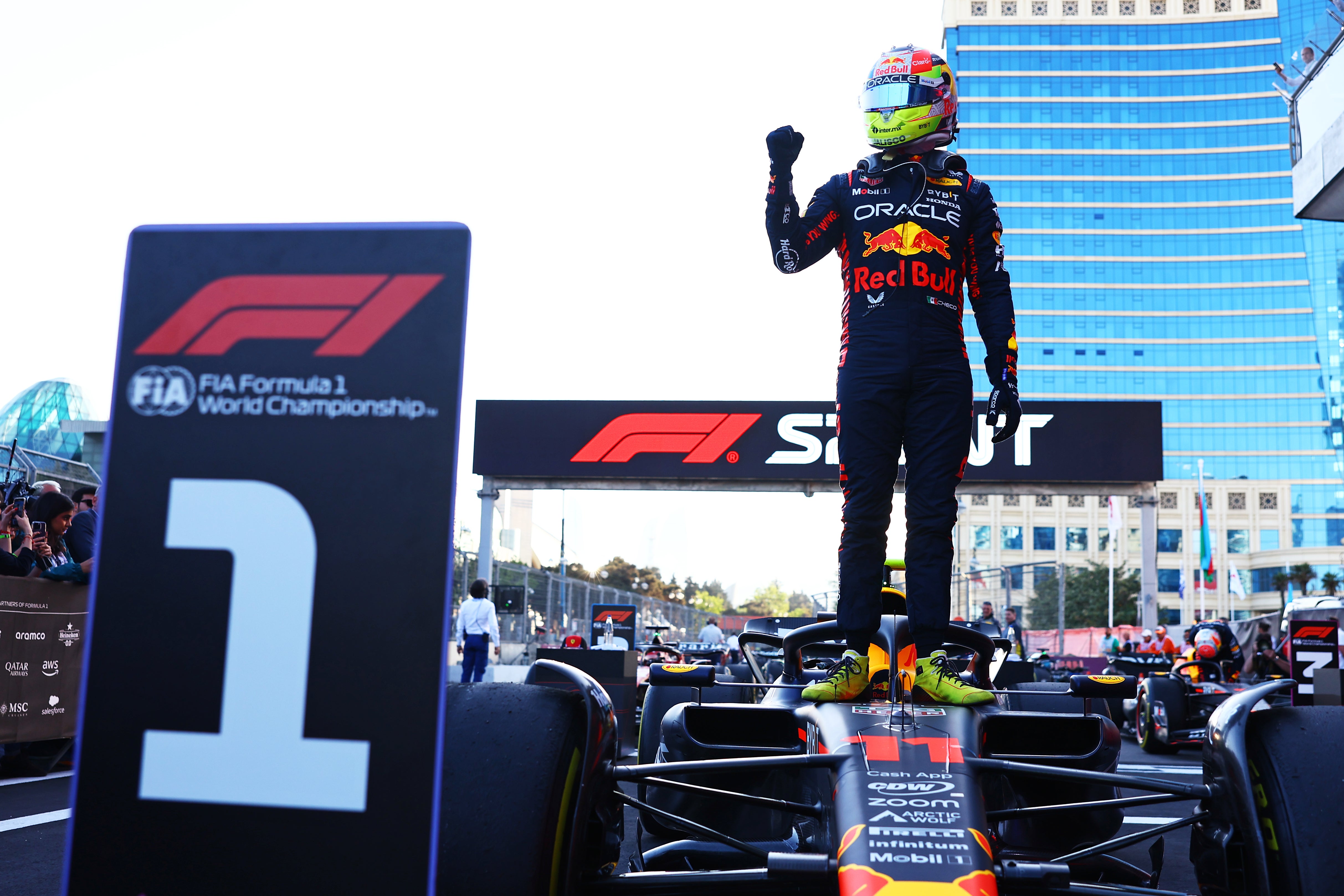 Sergio Perez won the sprint race on Saturday in Azerbaijan