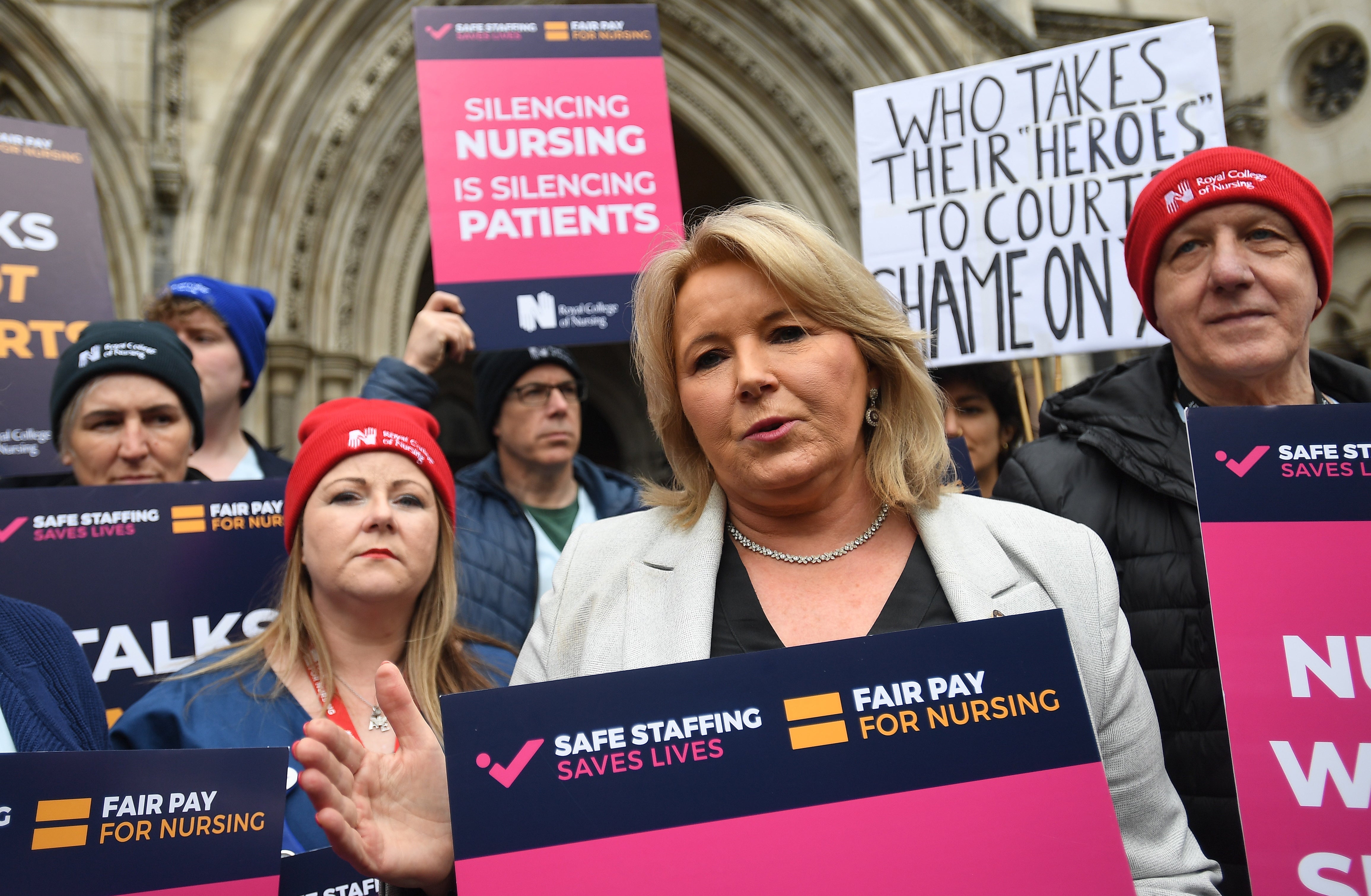 Royal College of Nursing general secretary Pat Cullen on the picket line yesterday (Kirsty O’Connor/PA)