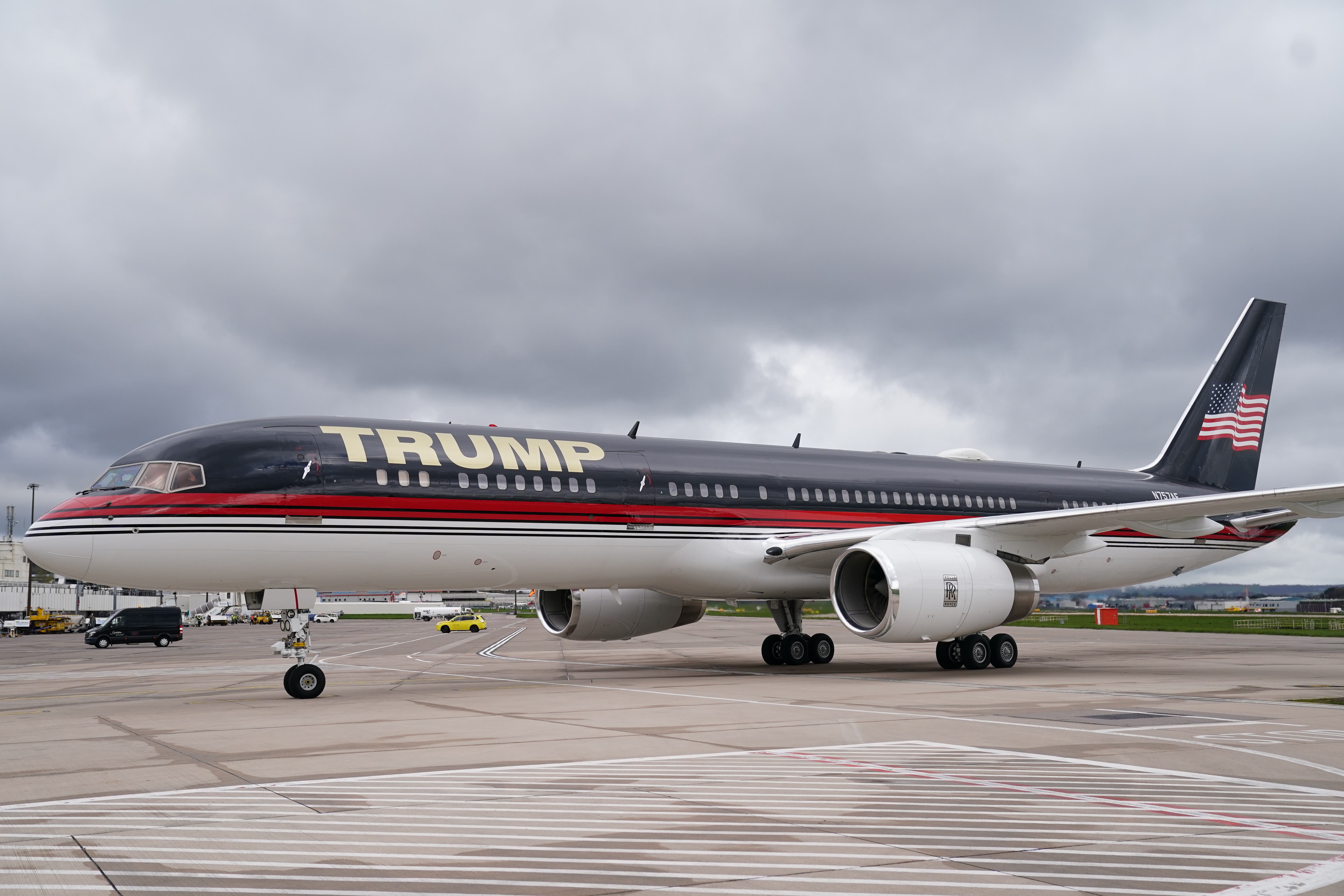 Donald Trump’s Boeing 757 landed in Aberdeen on Monday