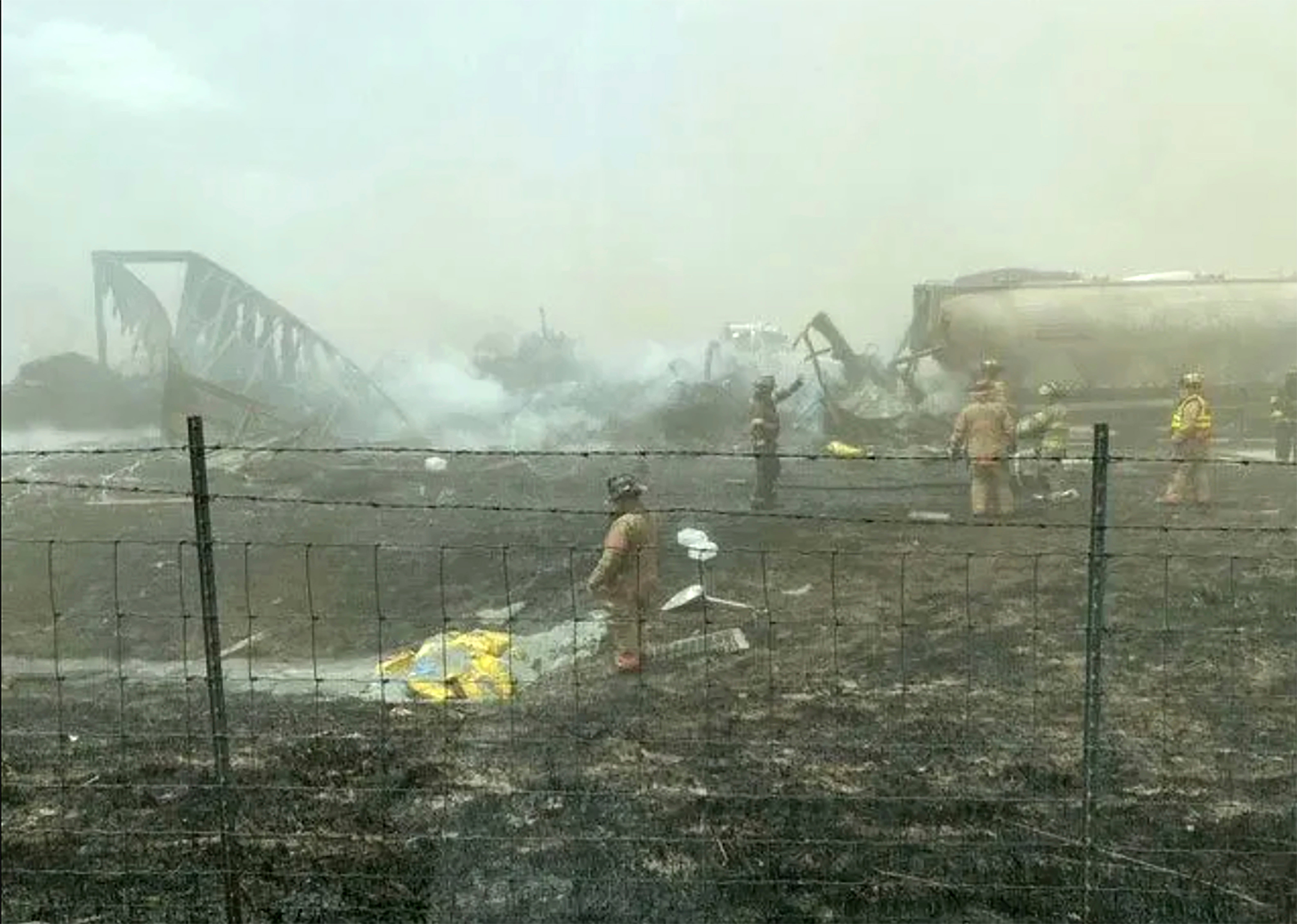 First responders work the scene of a crash involving at least 20 cars that shut down a highway in Illinois, Monday, 1 May 2023