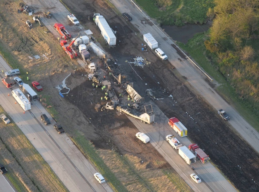 Illinois State Police released this image of the horror pile-up