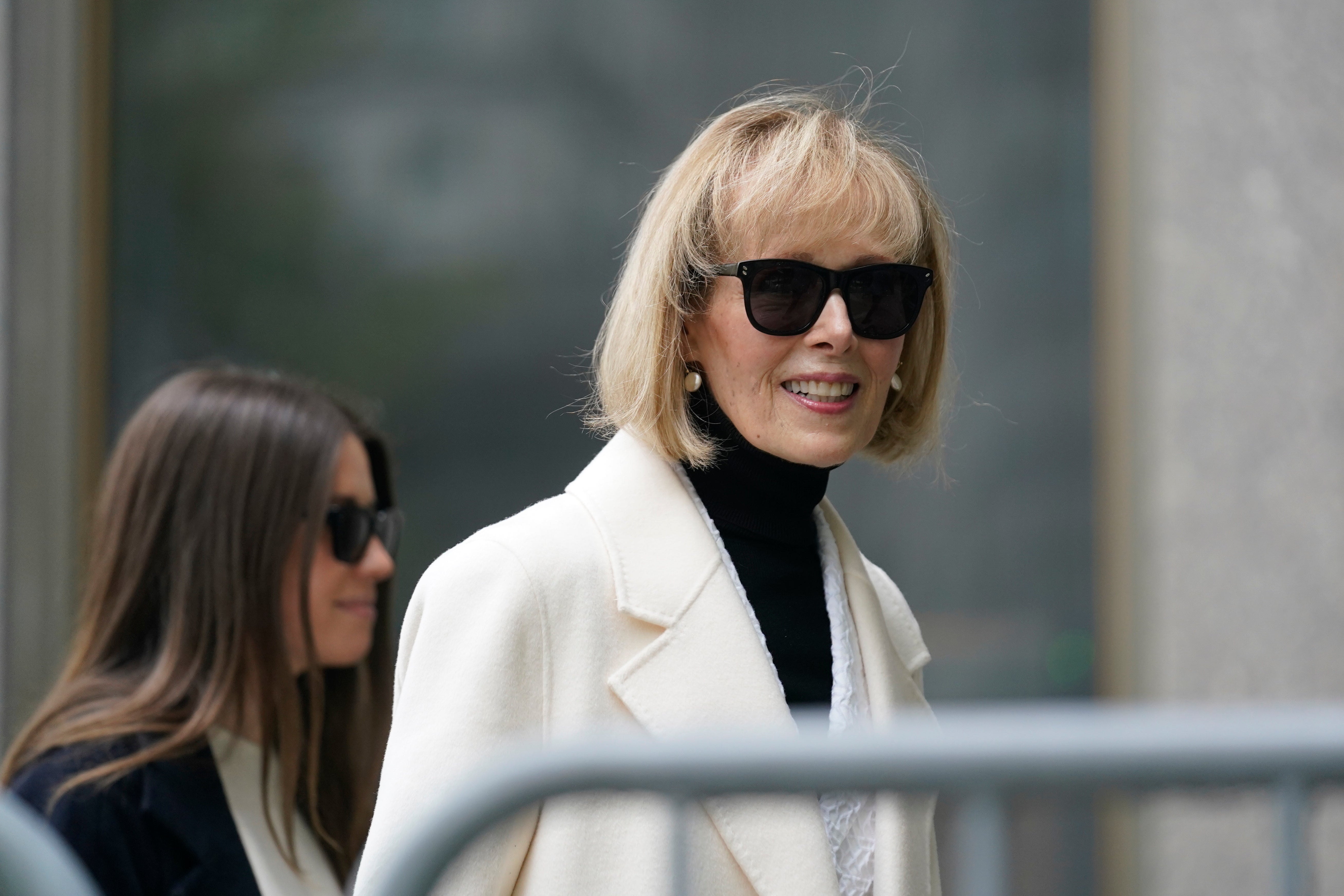 E Jean Carroll arrives at court on Tuesday, after giving evidence for three days in her rape and defamation lawsuit against Donald Trump.