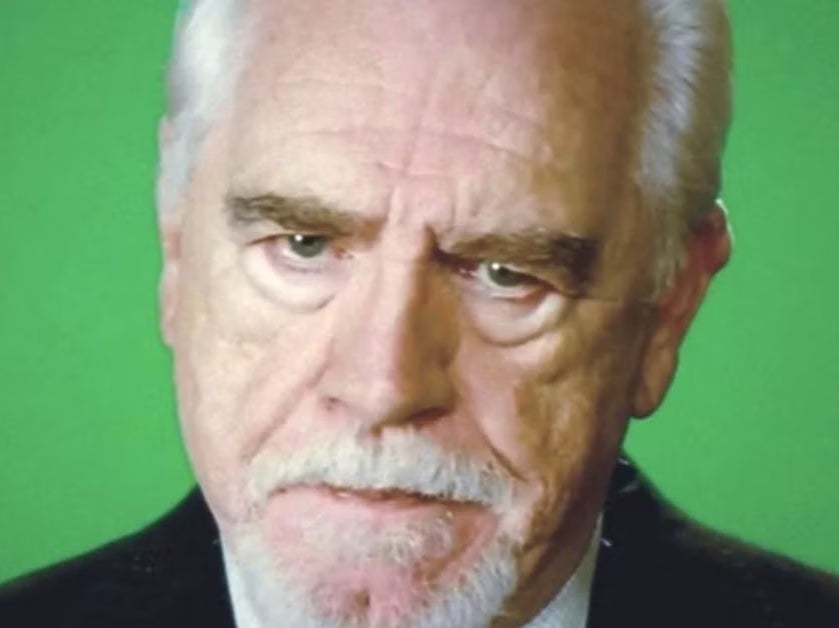 Brian Cox’s Logan Roy scowls in front of a green screen