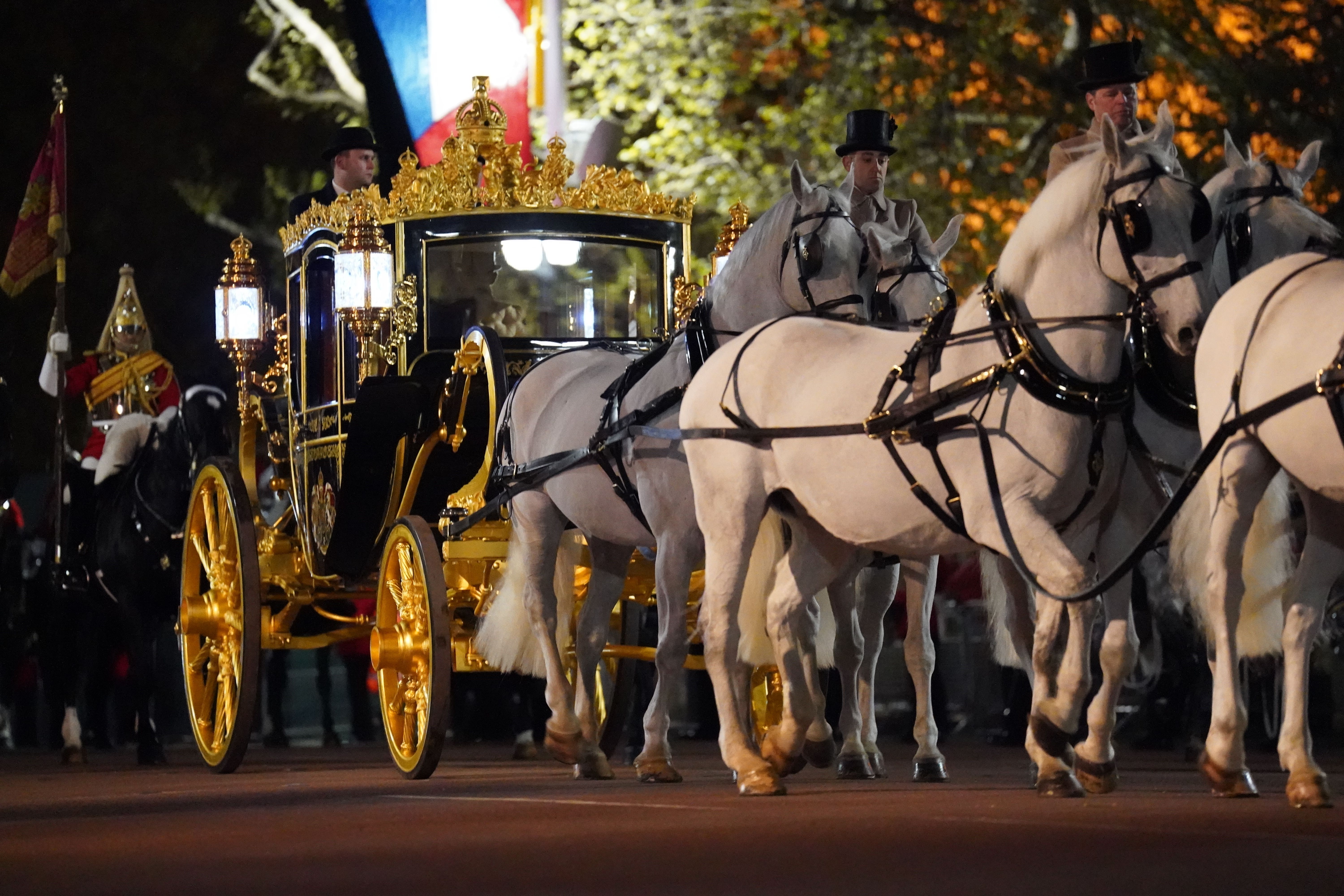 Royal fanatics have been treated to a first glimpse of the Coronation as rehearsals take place down the Mall (James Manning/PA)