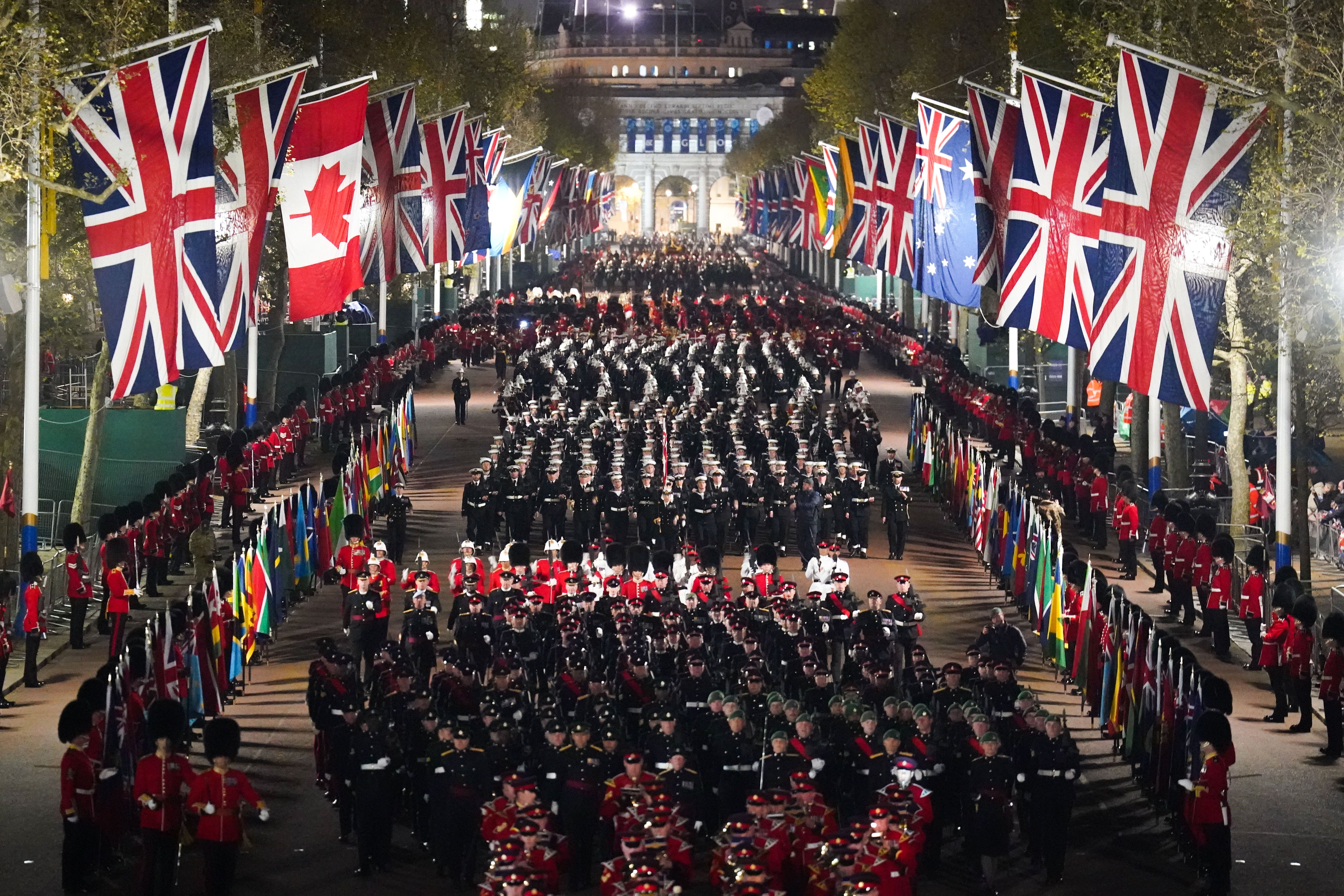 A night time rehearsal of the coronation