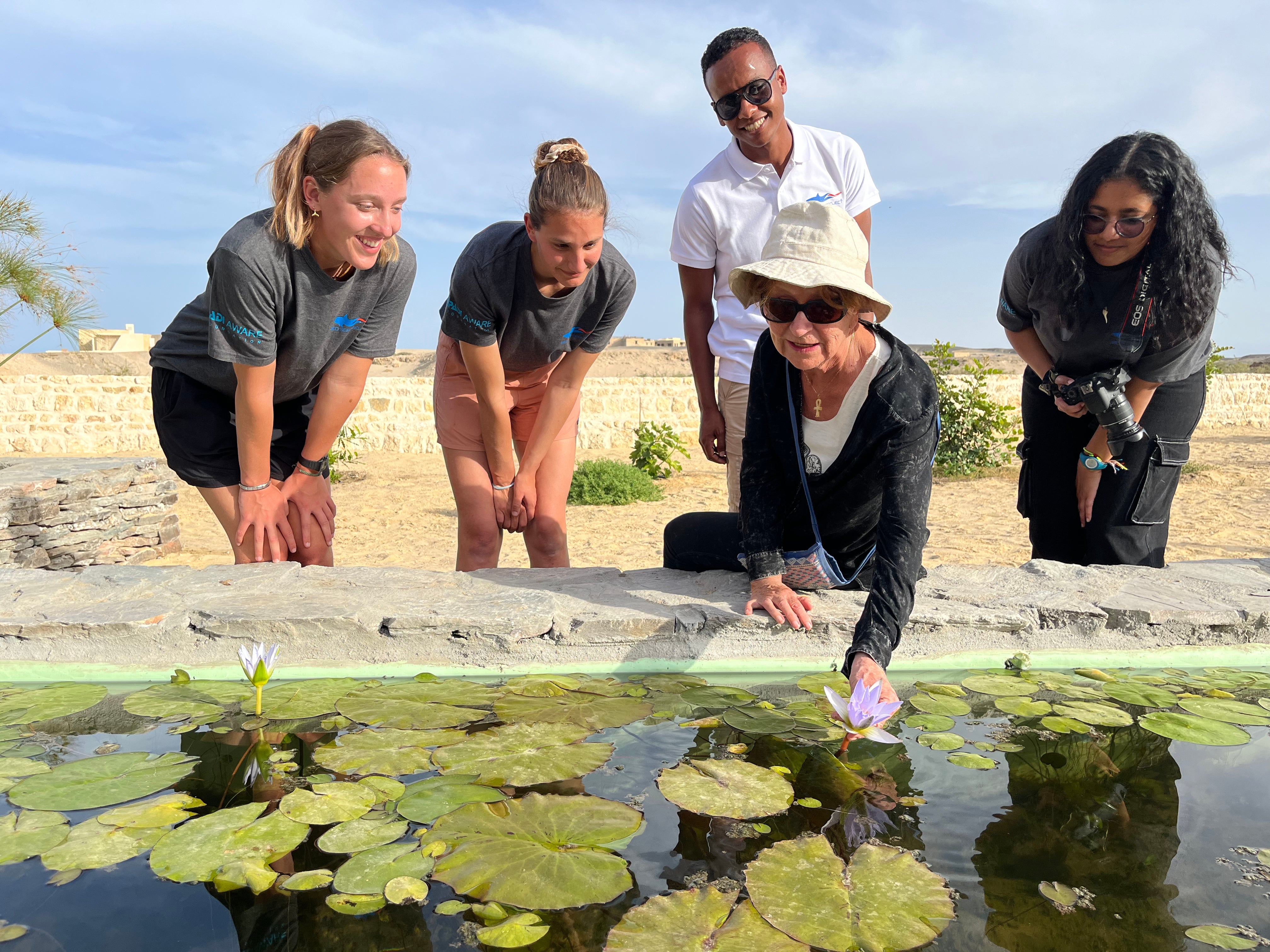 Dr Irina Springuel and her students at the desert garden