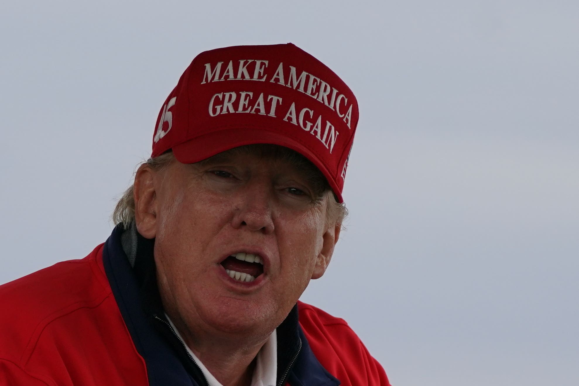 Former US president Donald Trump playing golf at his Trump Turnberry course in South Ayrshire (Andrew Milligan/PA)