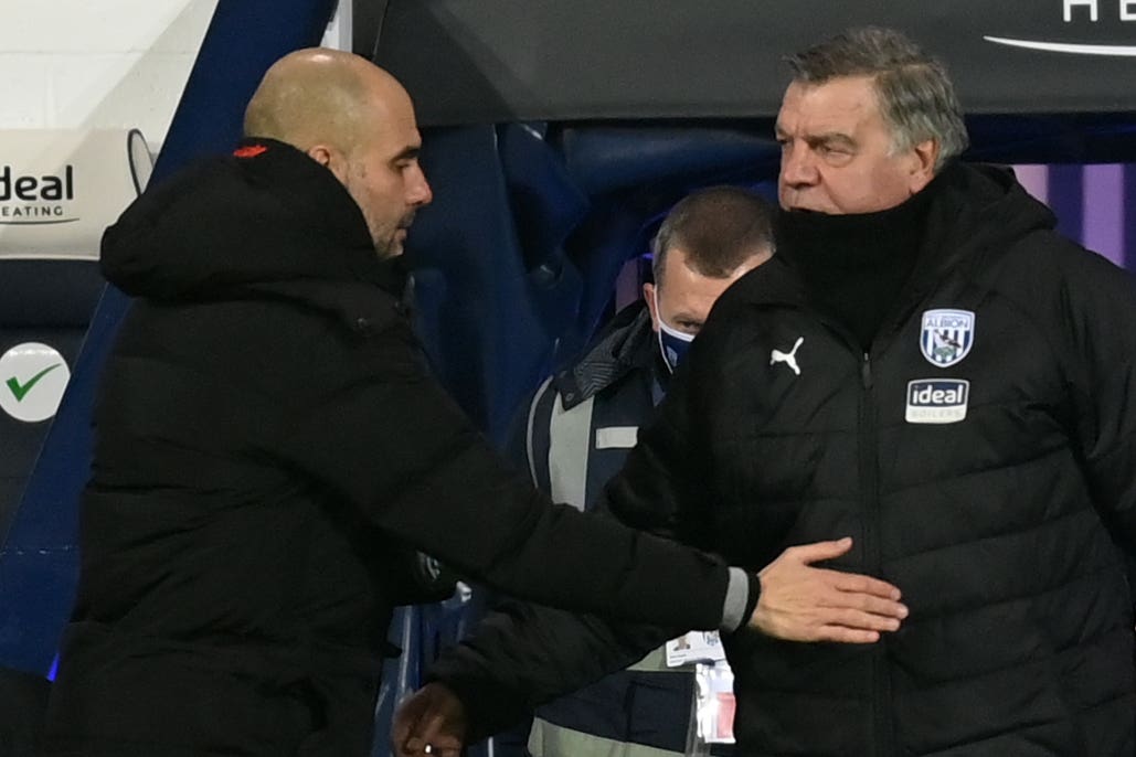 Pep Guardiola (left) and Sam Allardyce (Michael Regan/PA)