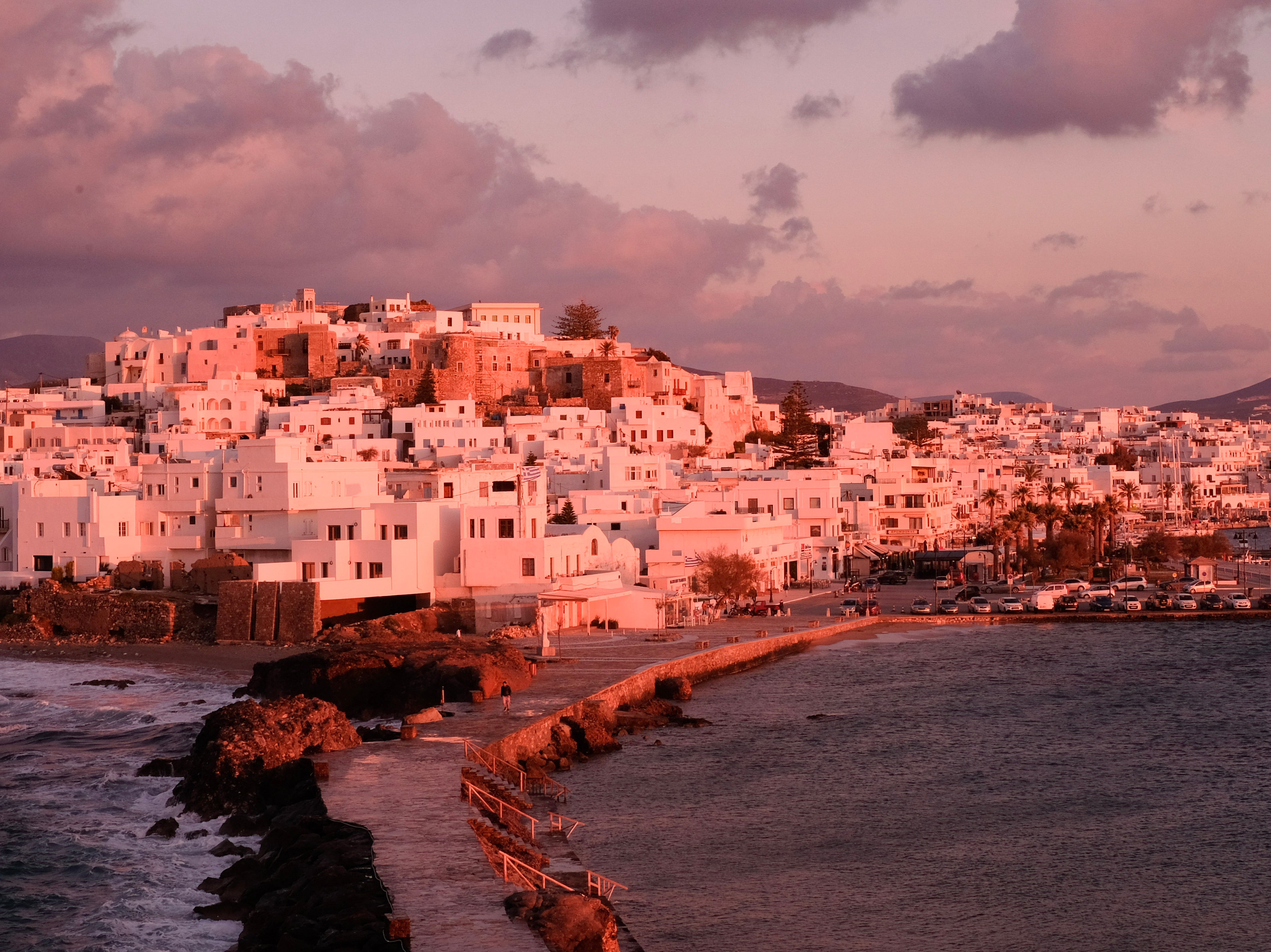 Naxos town at sunset