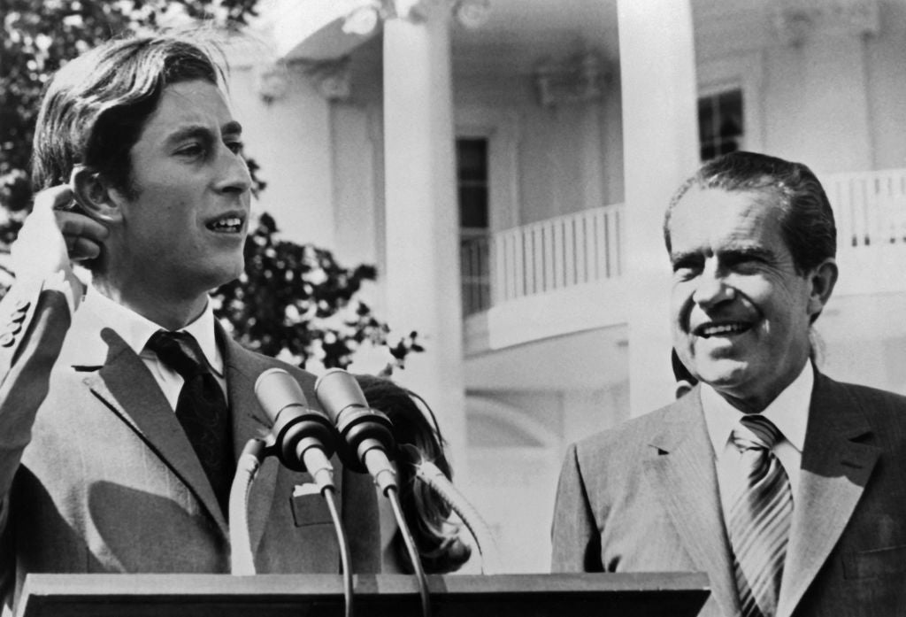 Prince Charles with American President Richard Nixon in Washington, 1970