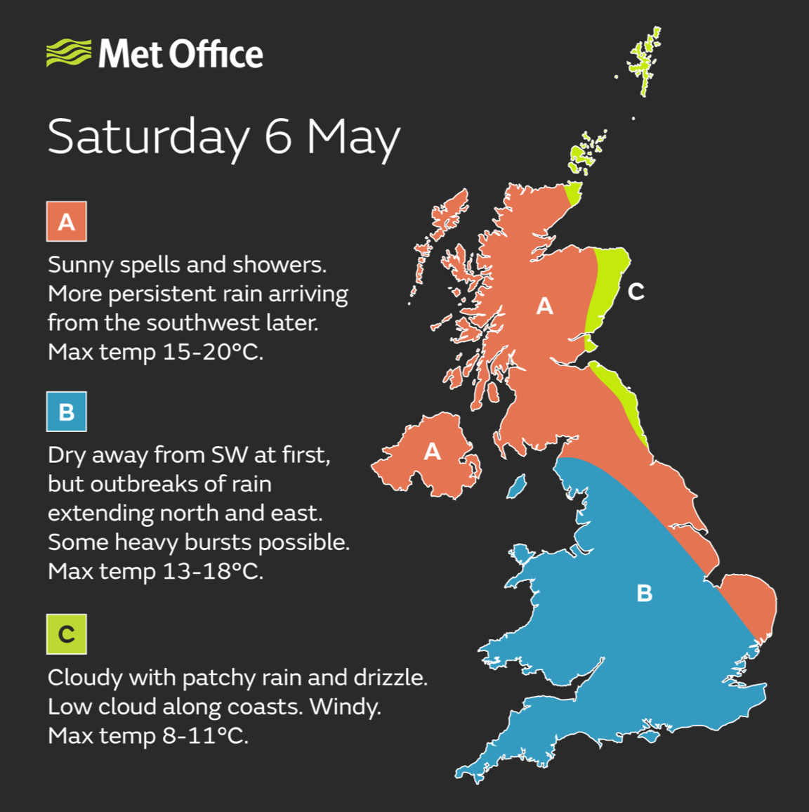 London is set for showers on coronation day