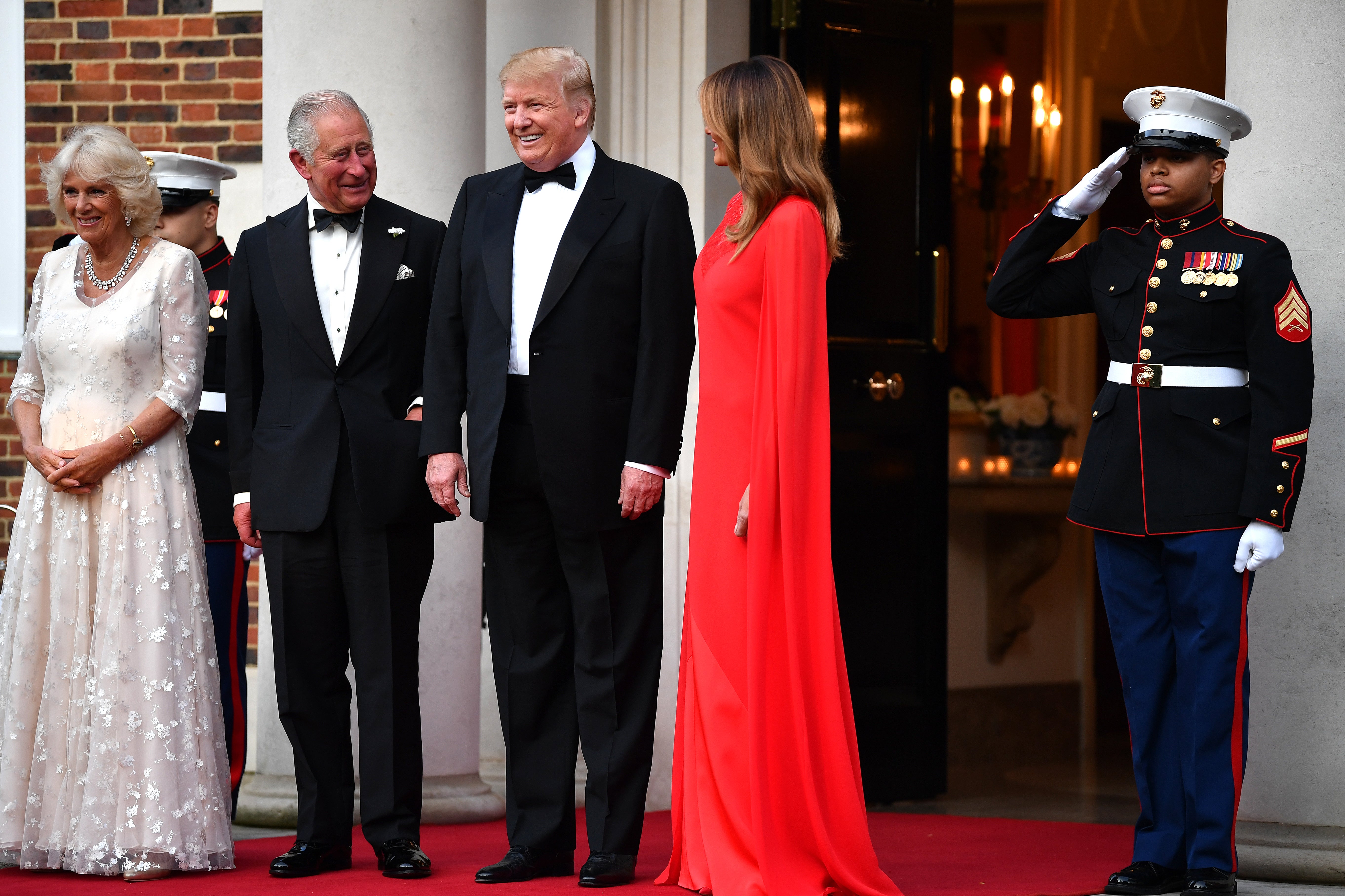 Prince Charles with then-President Donald Trump and First Lady Melania Trump at Winfield House, London, in June 2019