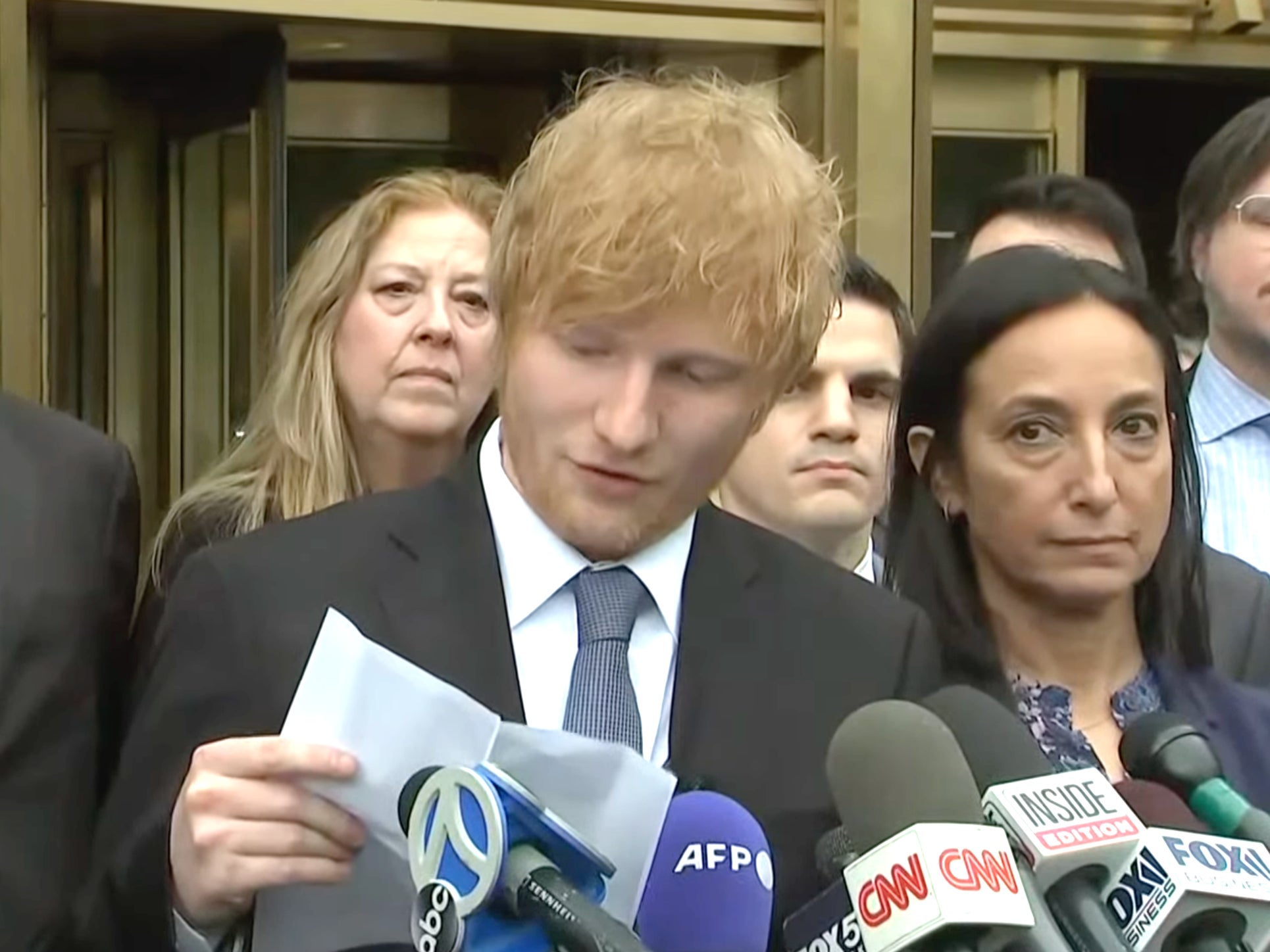 Ed Sheeran outside court in New York