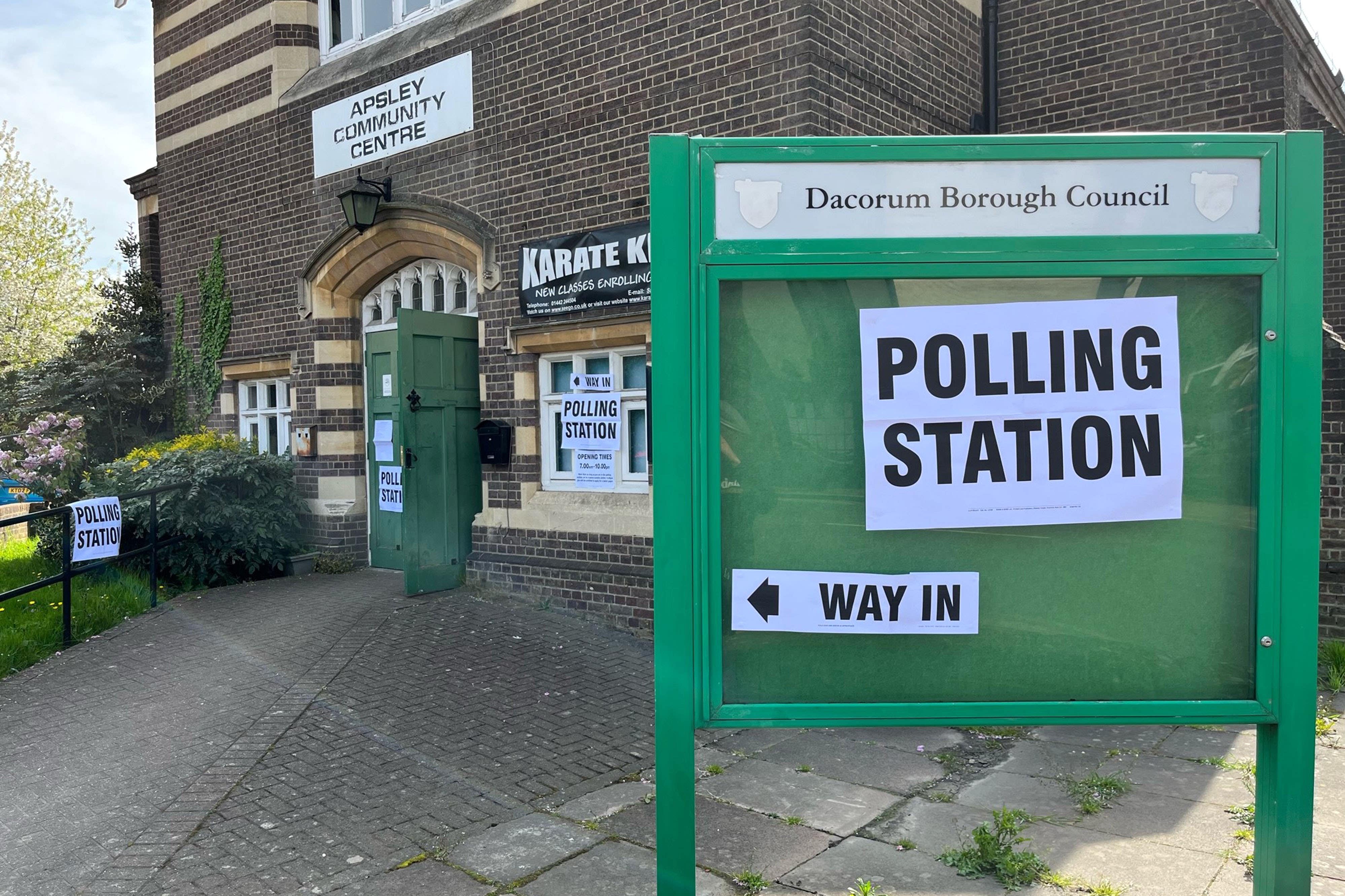 A polling station in Apsley as Dacorum Borough Council elections take place (Harry Stedman/PA)