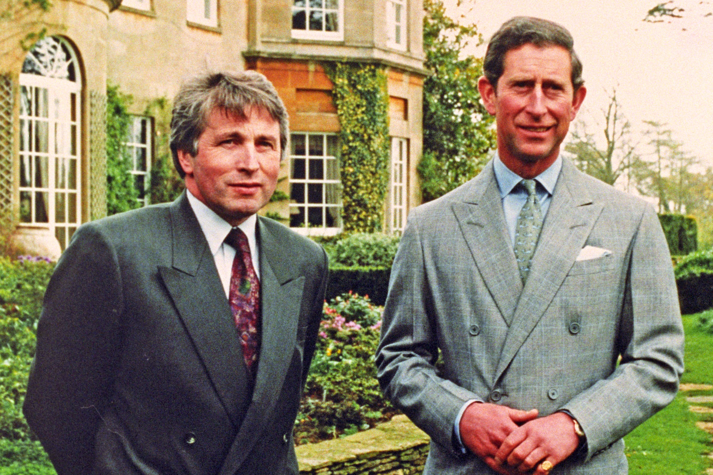 Charles with Jonathan Dimbleby at Highgrove during the filming the television documentary in 1994