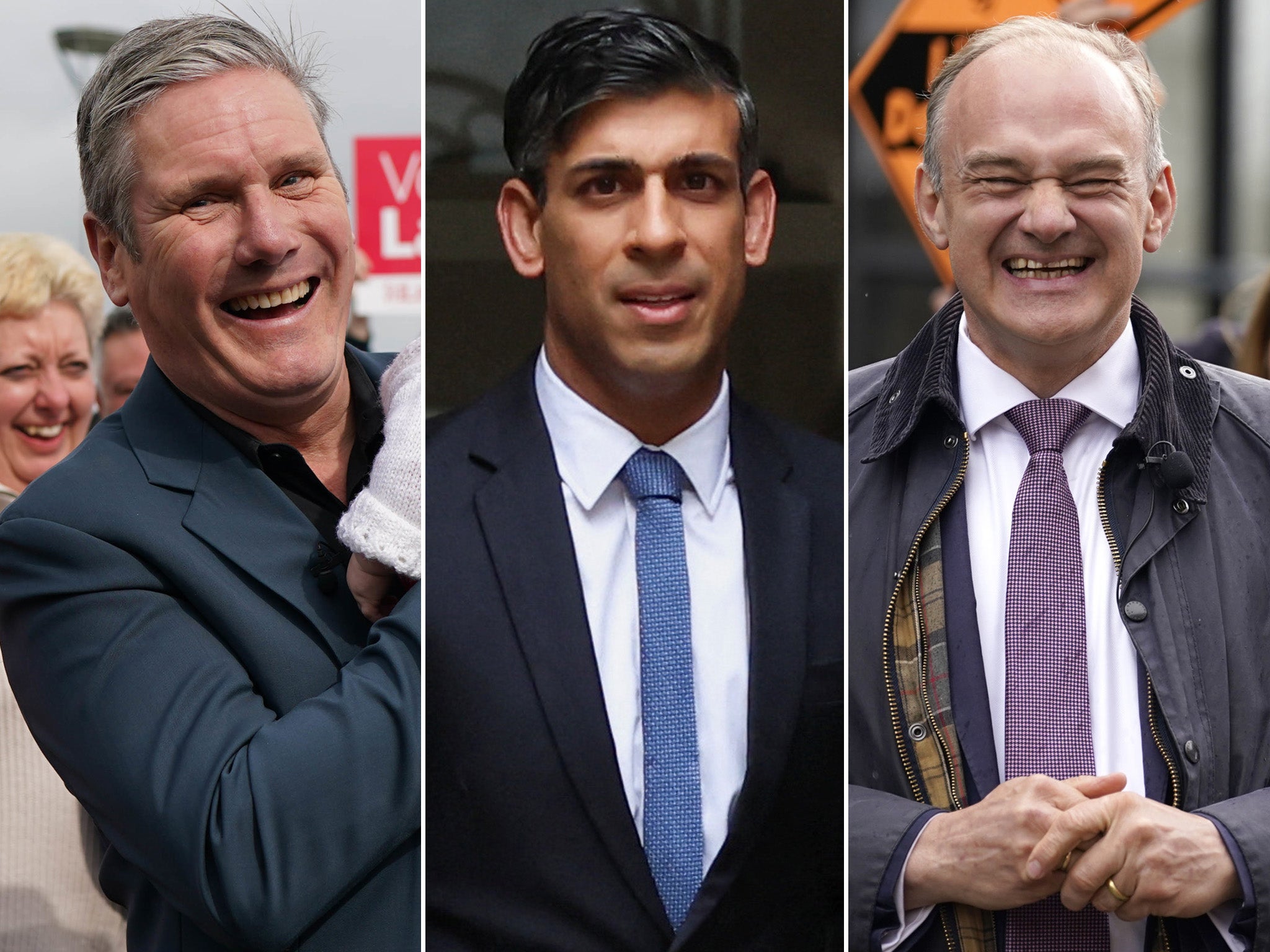 Mixed fortunes: Keir Starmer, Rishi Sunak and Ed Davey