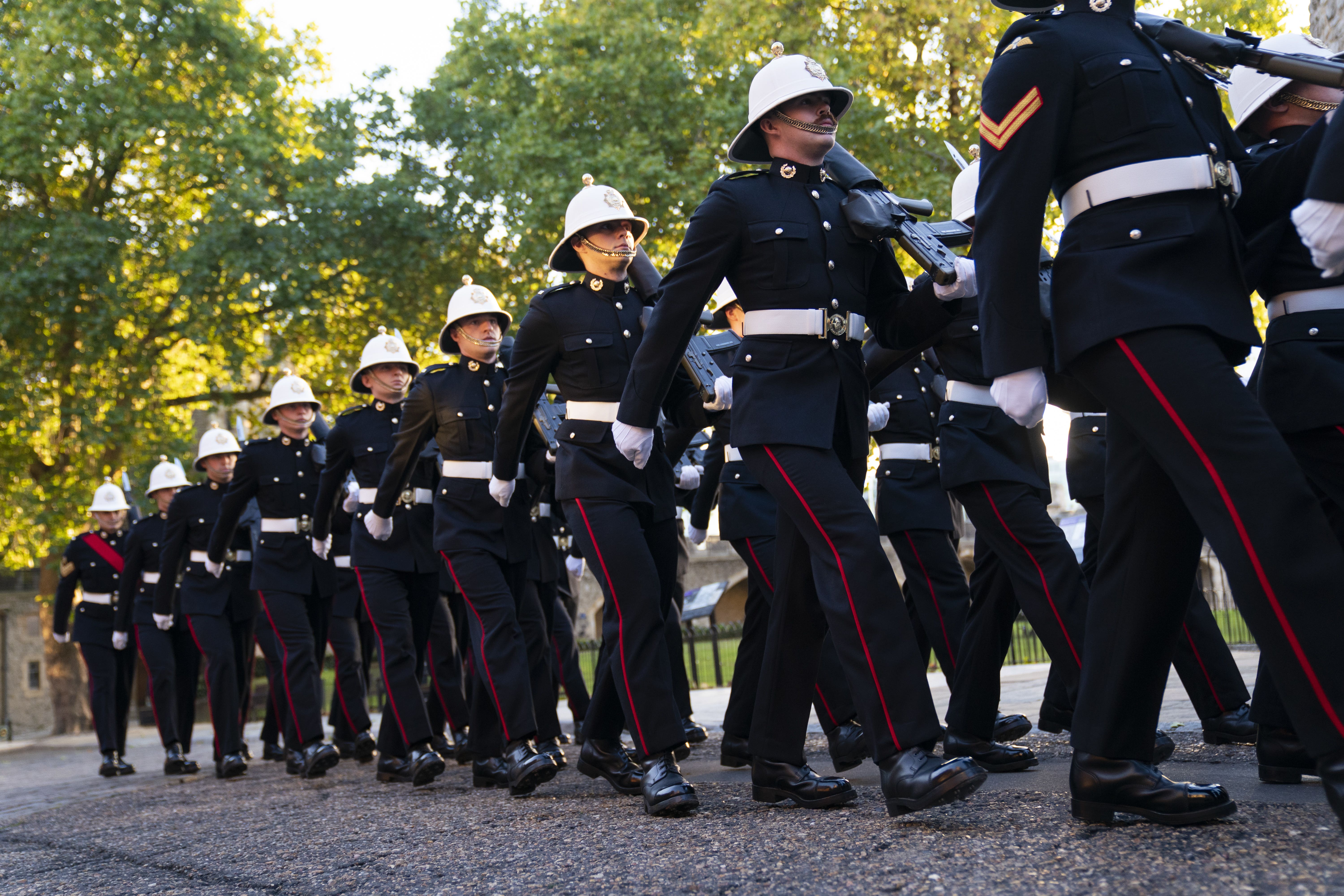 Royal Marines prepare for the coronation (Kirsty O’Connor/PA)