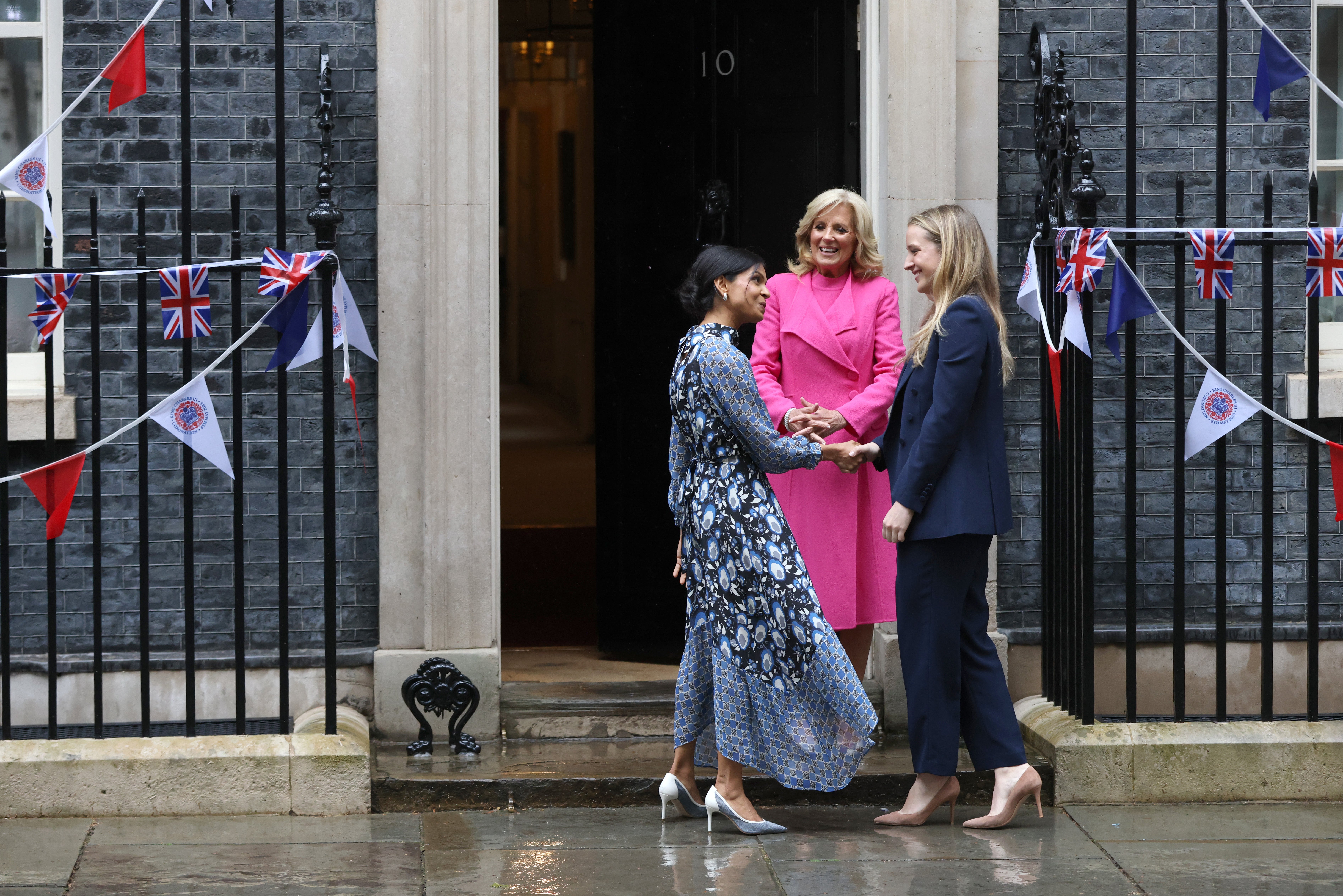 Finnegan Biden meets with Akshata Murty, wife of British Prime Minister Rishi Sunak, at 10 Downing Street on 6 May 2023 in London, England