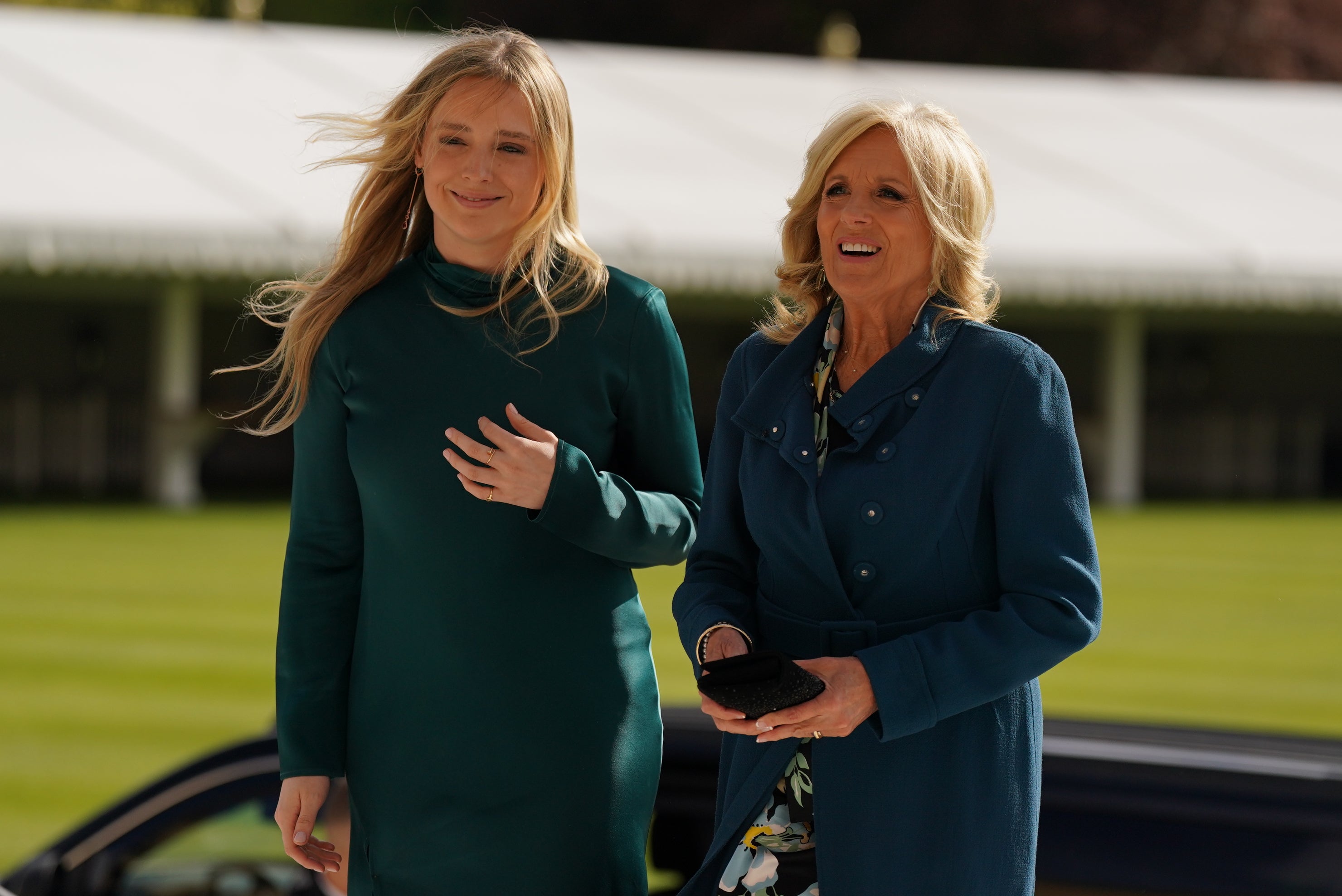 First Lady Jill Biden and Finnegan Biden arrive for reception at Buckingham Palace hosted by King Charles III for overseas guests attending his coronation